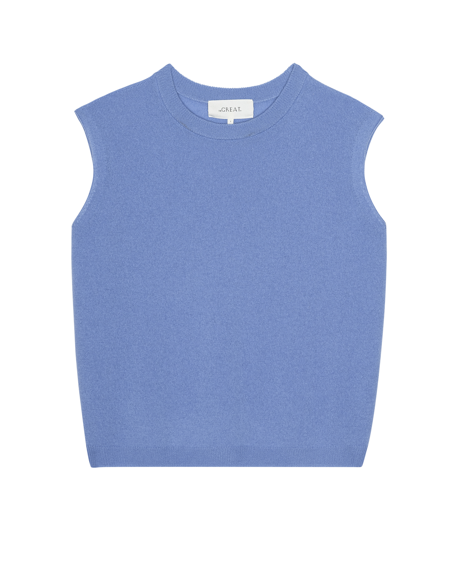 The Cashmere Pullover Vest. -- Soft Blue