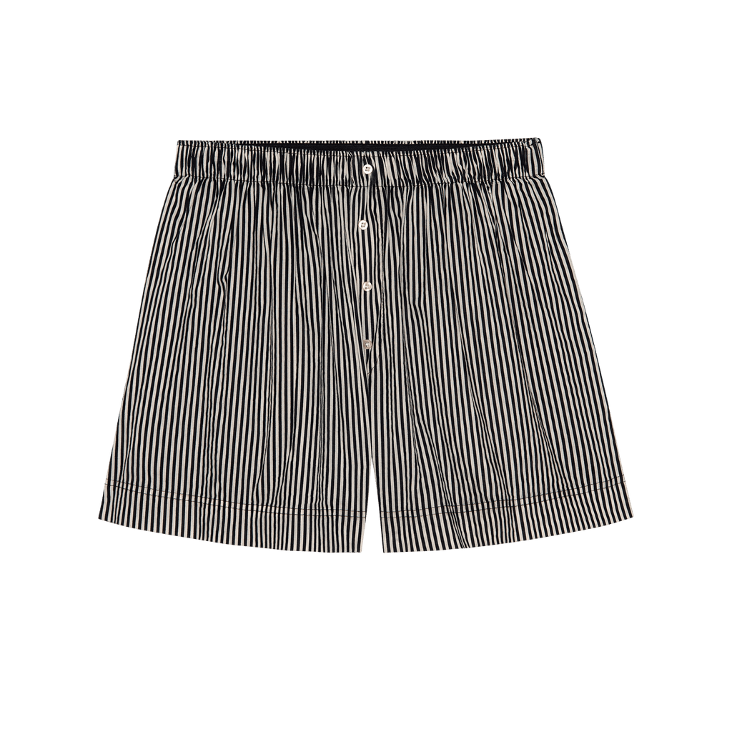 The Sleep Boxer Short. -- Black and Cream Crew Stripe