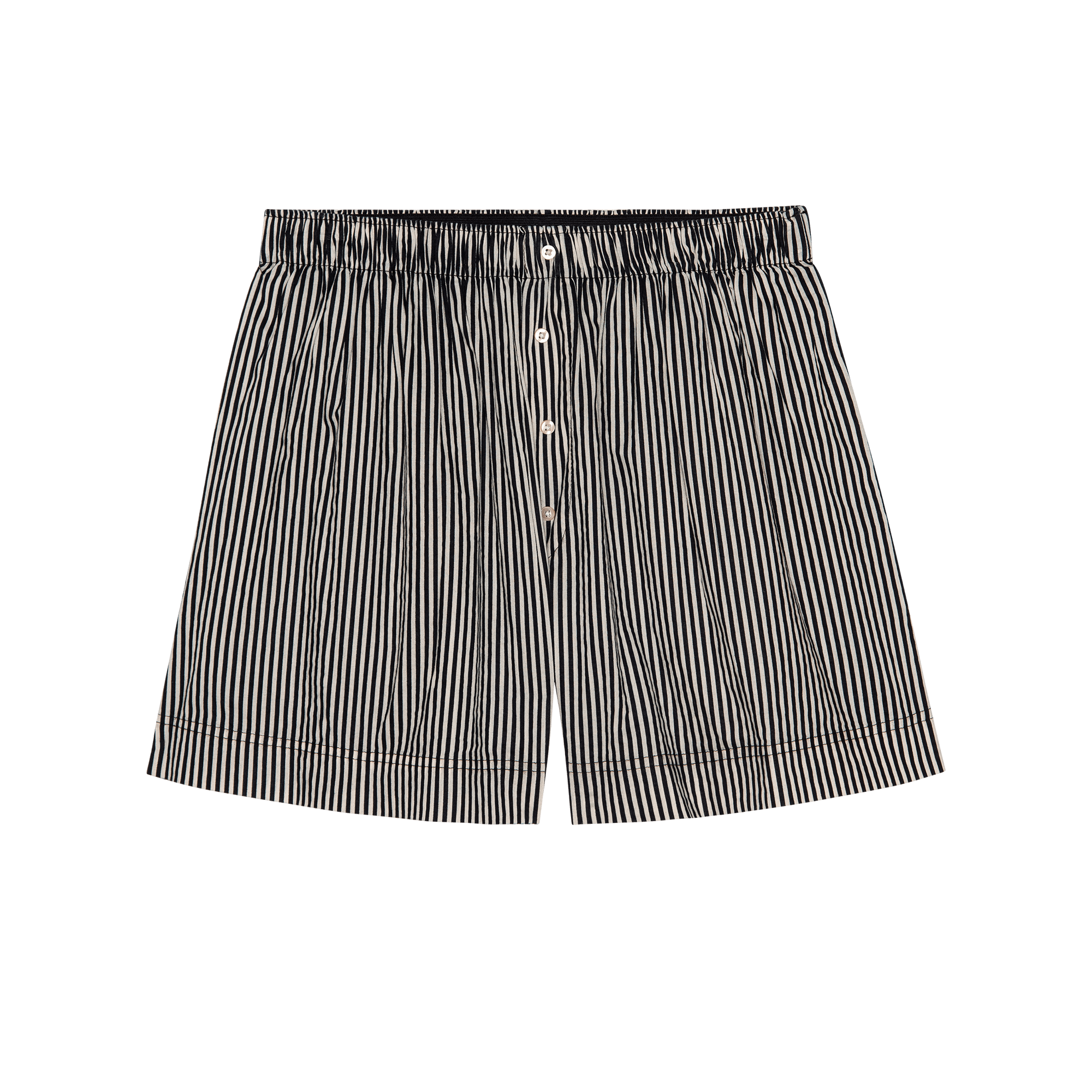 The Sleep Boxer Short. -- Black and Cream Crew Stripe