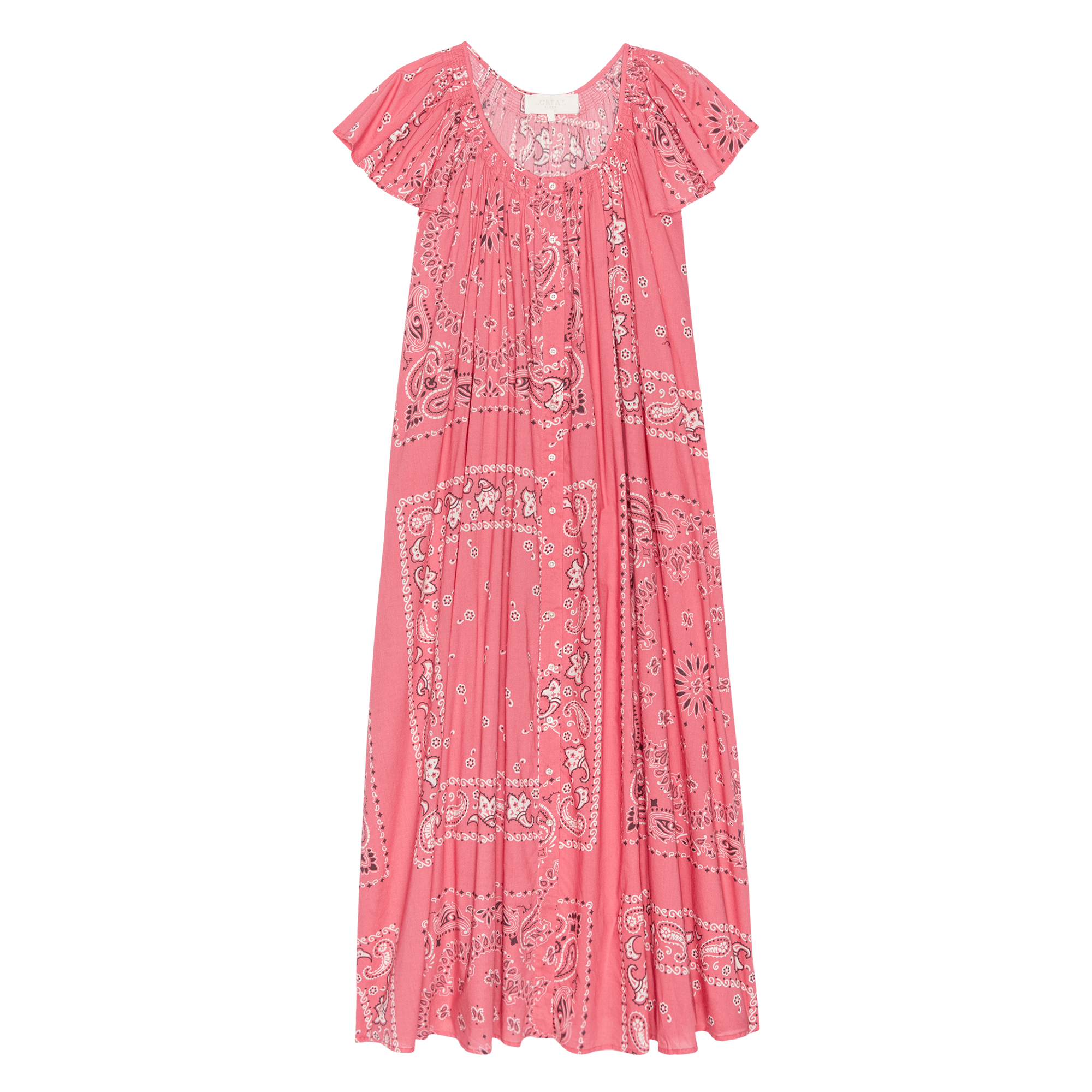 The Flutter Sleeve Sleep Dress. -- Pink Bandana Patchwork