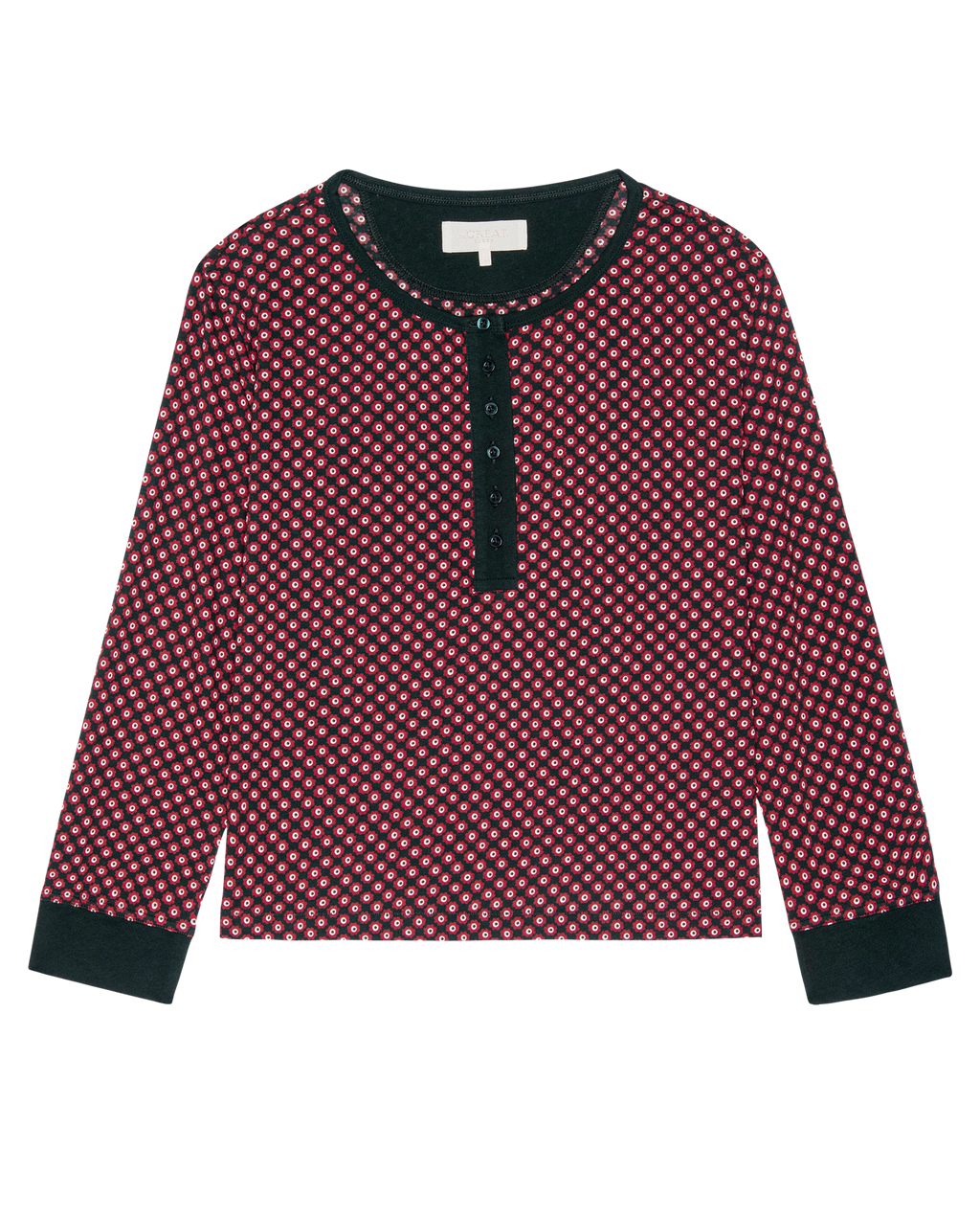 The Crop Sleep Henley. -- Daisy Tie Print
