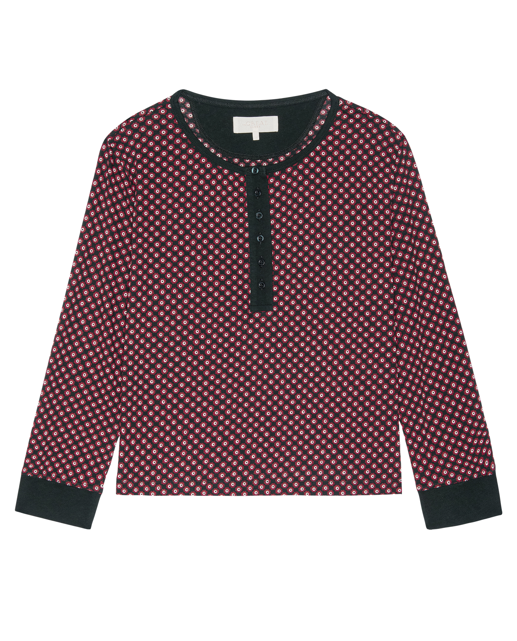 The Crop Sleep Henley. -- Daisy Tie Print