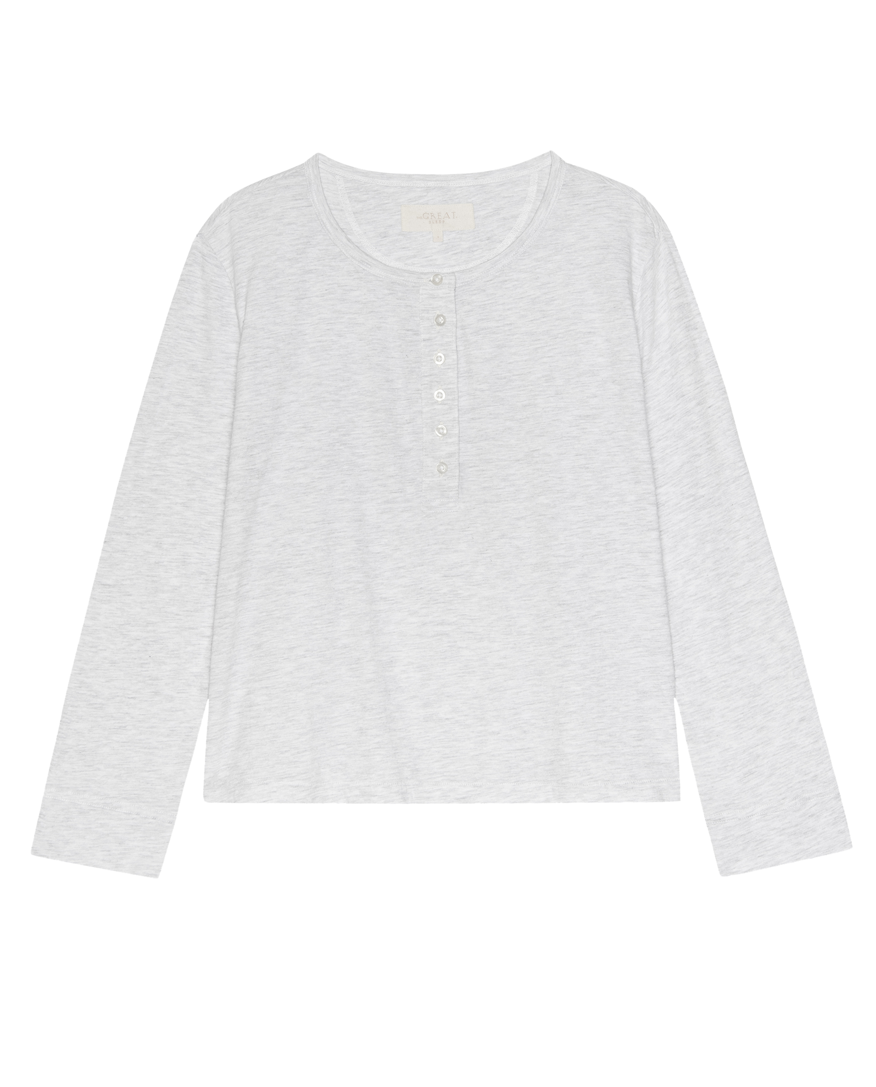 The Crop Sleep Henley. -- Heather Grey