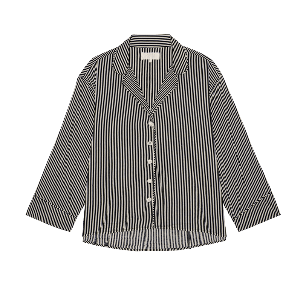 The Pajama Shirt. -- Black and Cream Crew Stripe