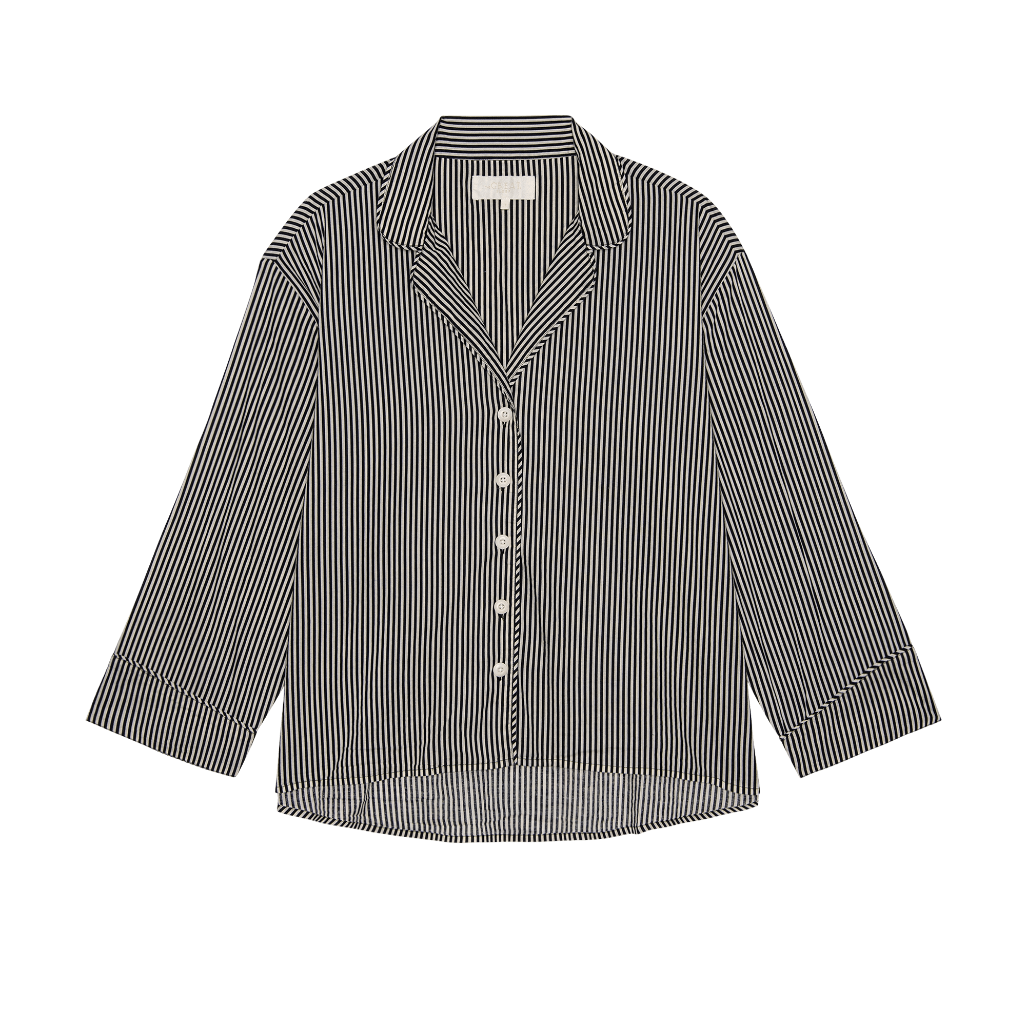 The Pajama Shirt. -- Black and Cream Crew Stripe