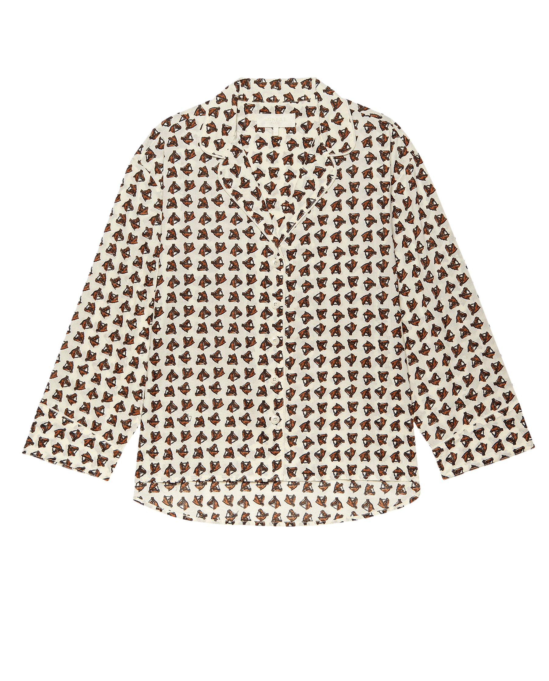 The Pajama Shirt. -- Cream Horse Medallion Print