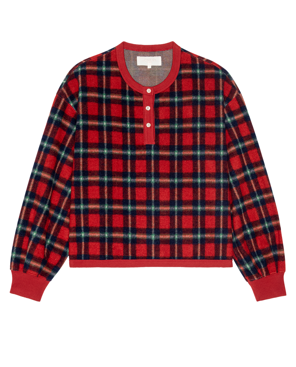 The Plush Fleece Henley Sleep Sweatshirt. -- Cedarwoods Plaid