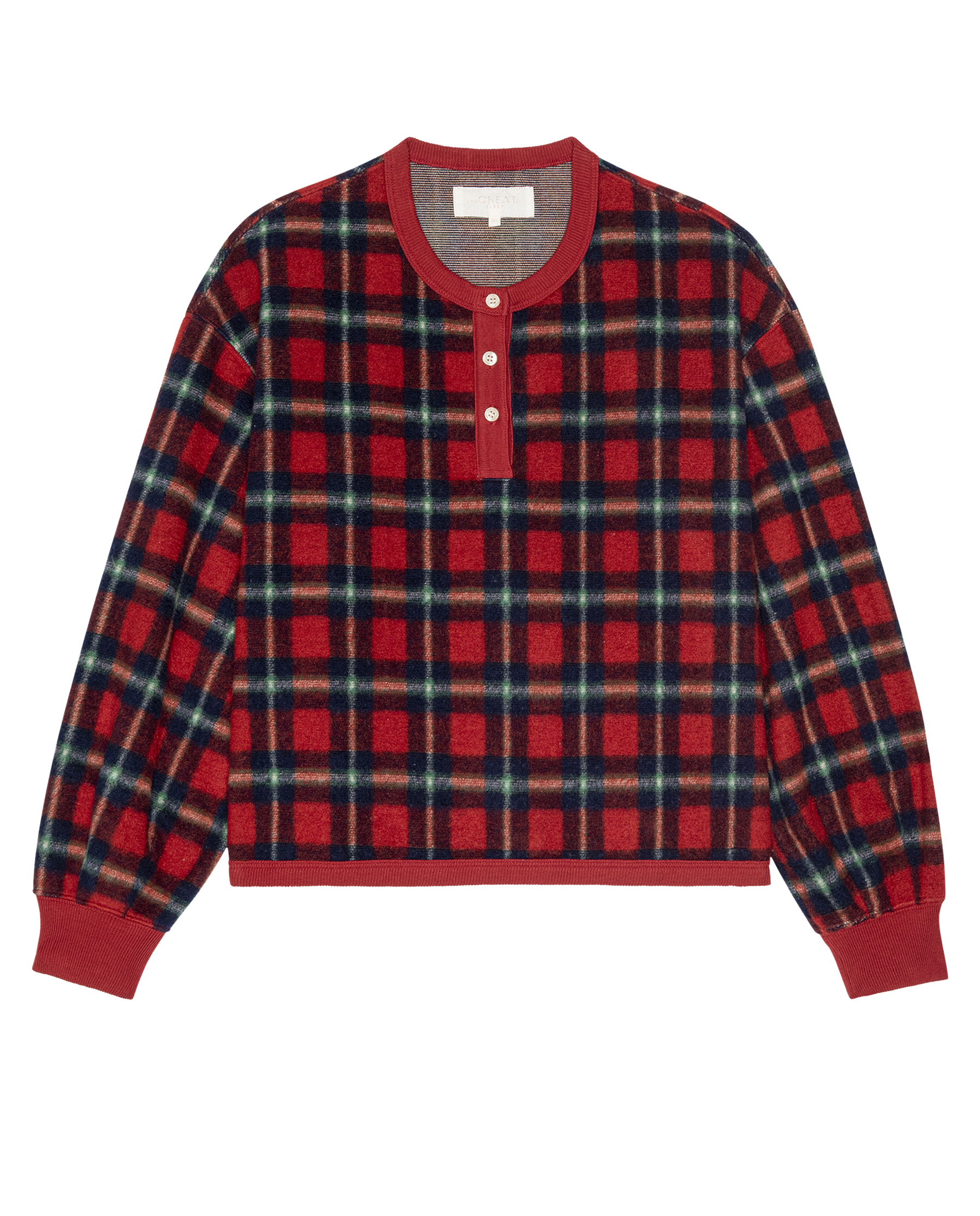 The Plush Fleece Henley Sleep Sweatshirt. -- Cedarwoods Plaid
