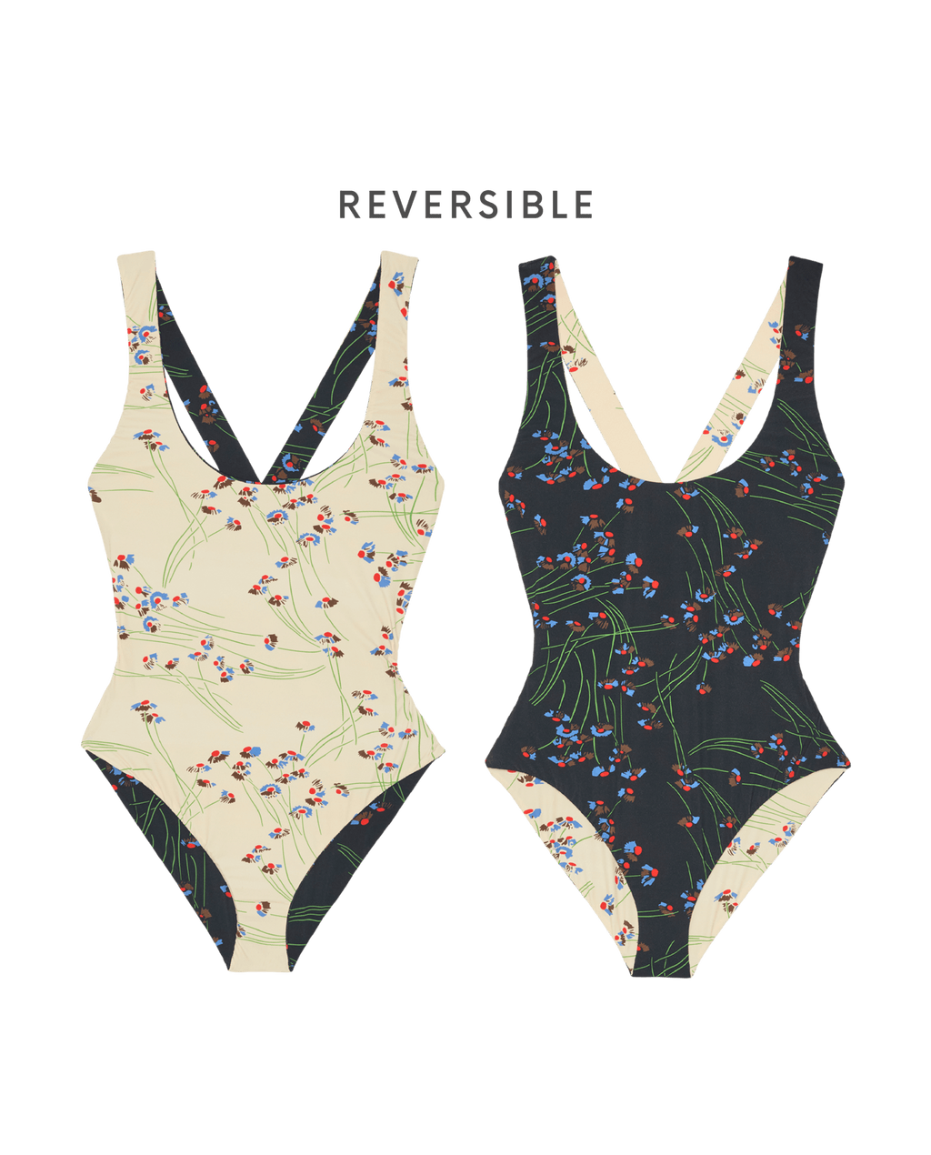 The Reversible Cross-Back One Piece. -- Windblown Bouquet