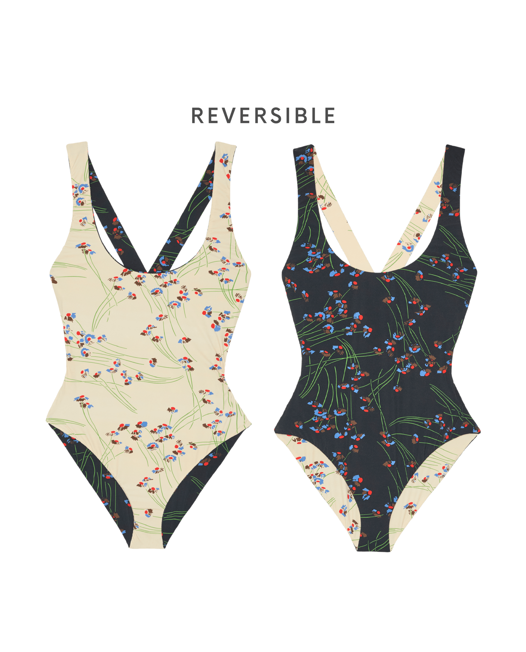 The Reversible Cross-Back One Piece. -- Windblown Bouquet