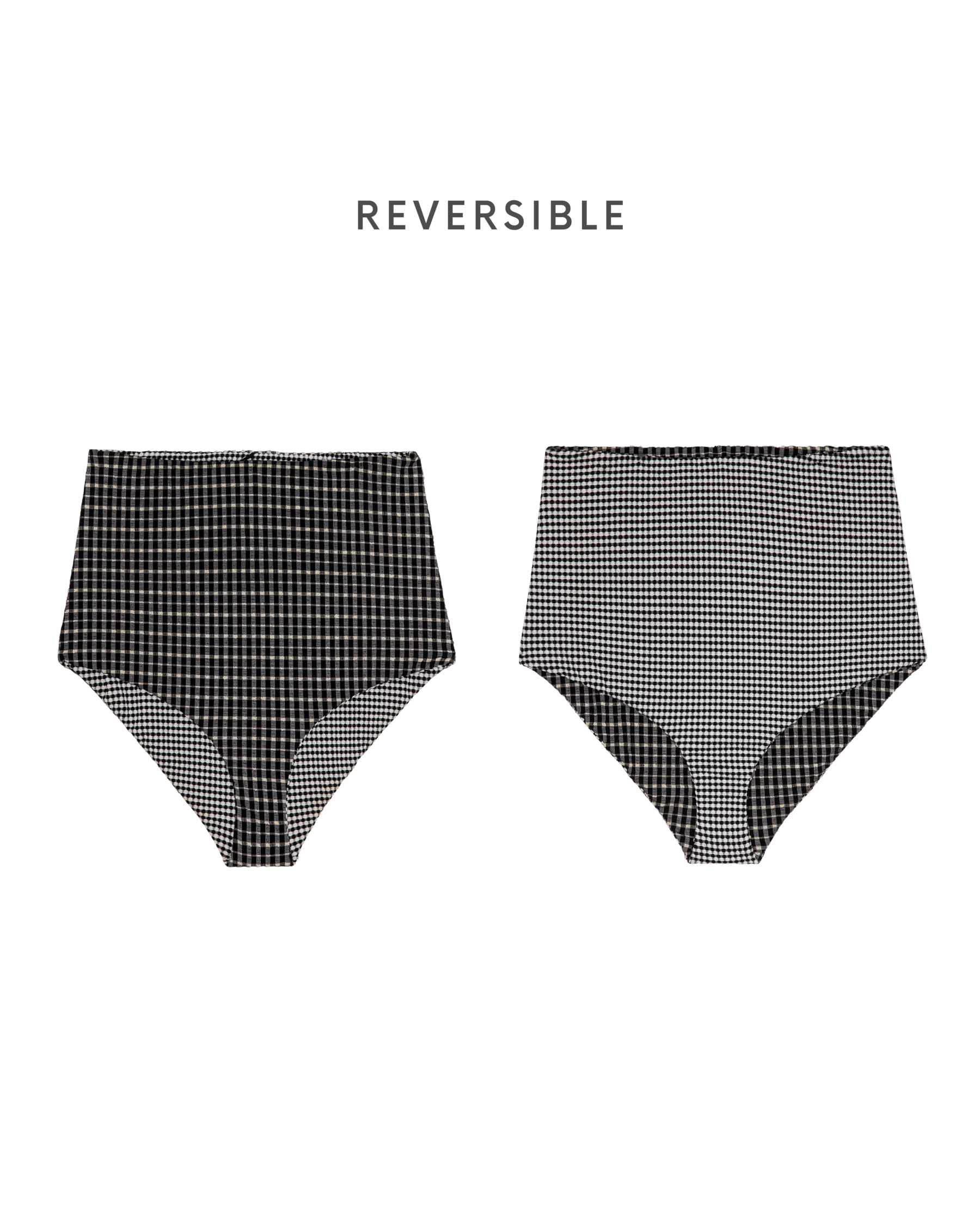 The Reversible High Rise Covered Brief. -- Black And Cream Check