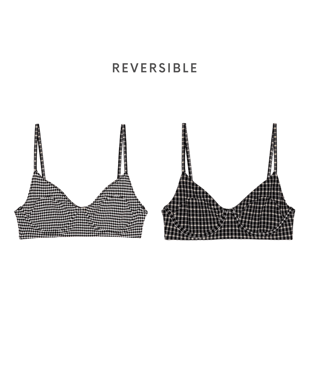 The Reversible Underwire Bikini Top. -- Black And Cream Check