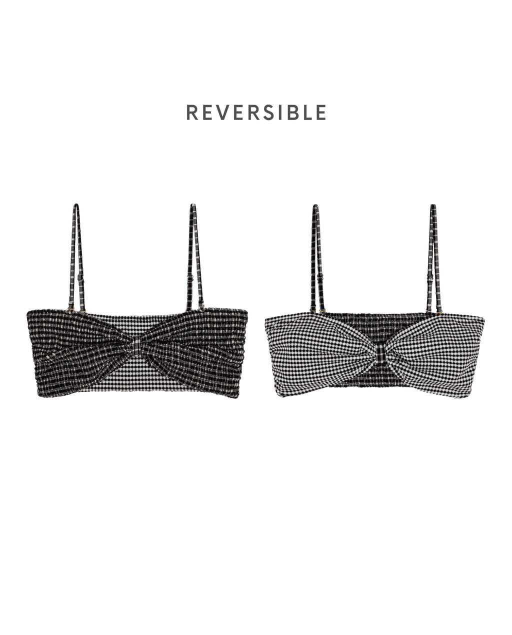The Reversible Cinched Bandeau. -- Black And Cream Check