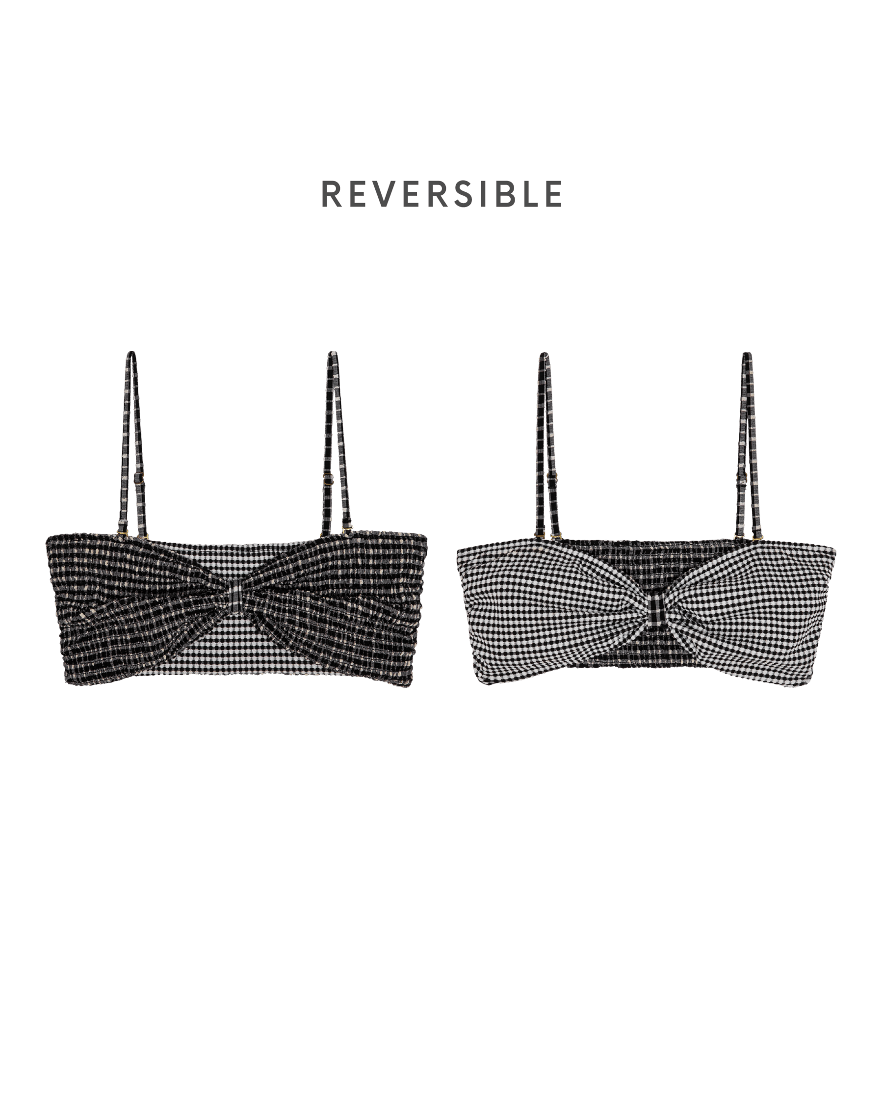The Reversible Cinched Bandeau. -- Black And Cream Check