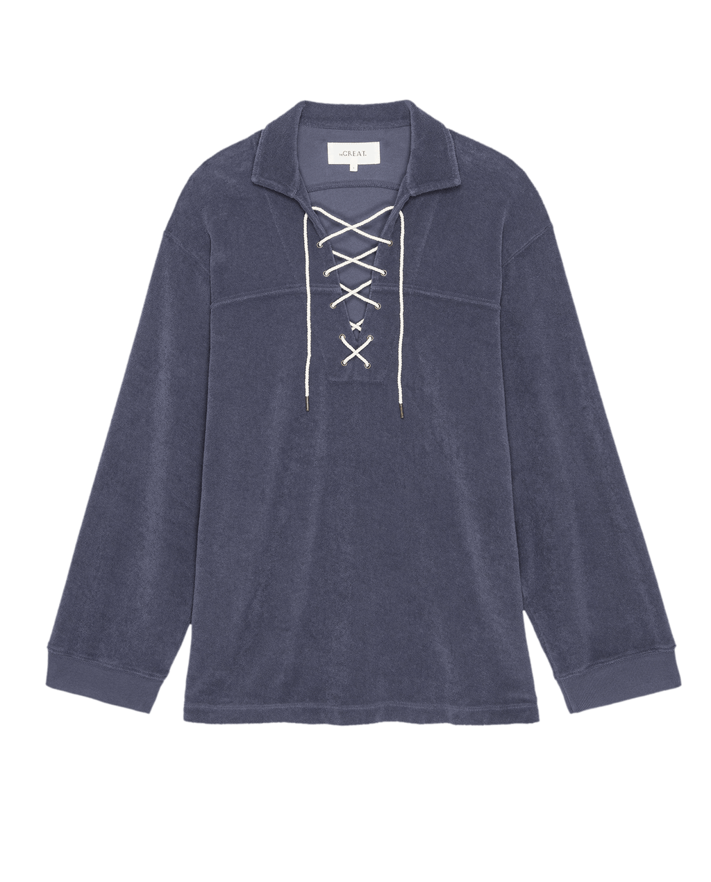 The Micro Terry Lace Up Tunic. -- Vintage Blue