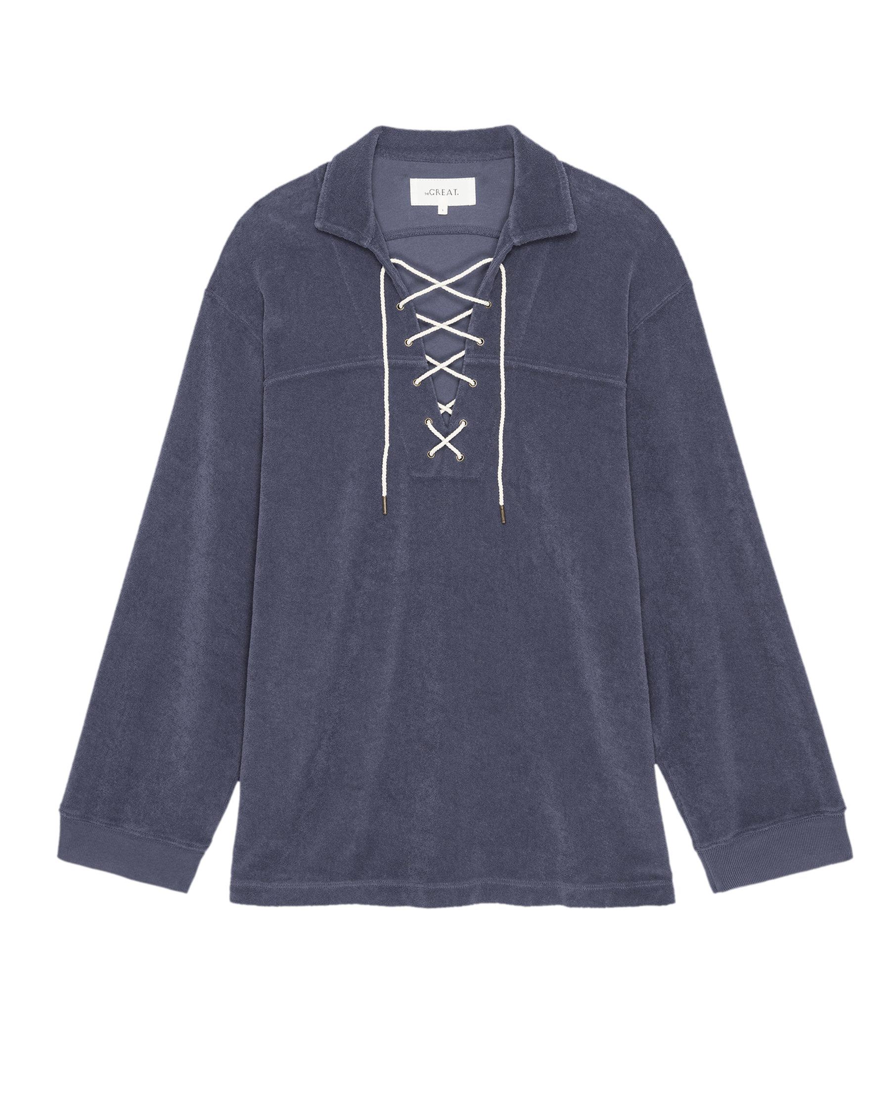 The Micro Terry Lace Up Tunic. -- Vintage Blue