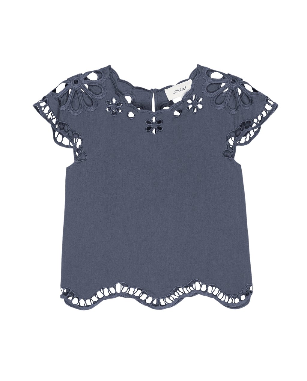 The Super Bloom Eyelet Top. -- Vintage Blue