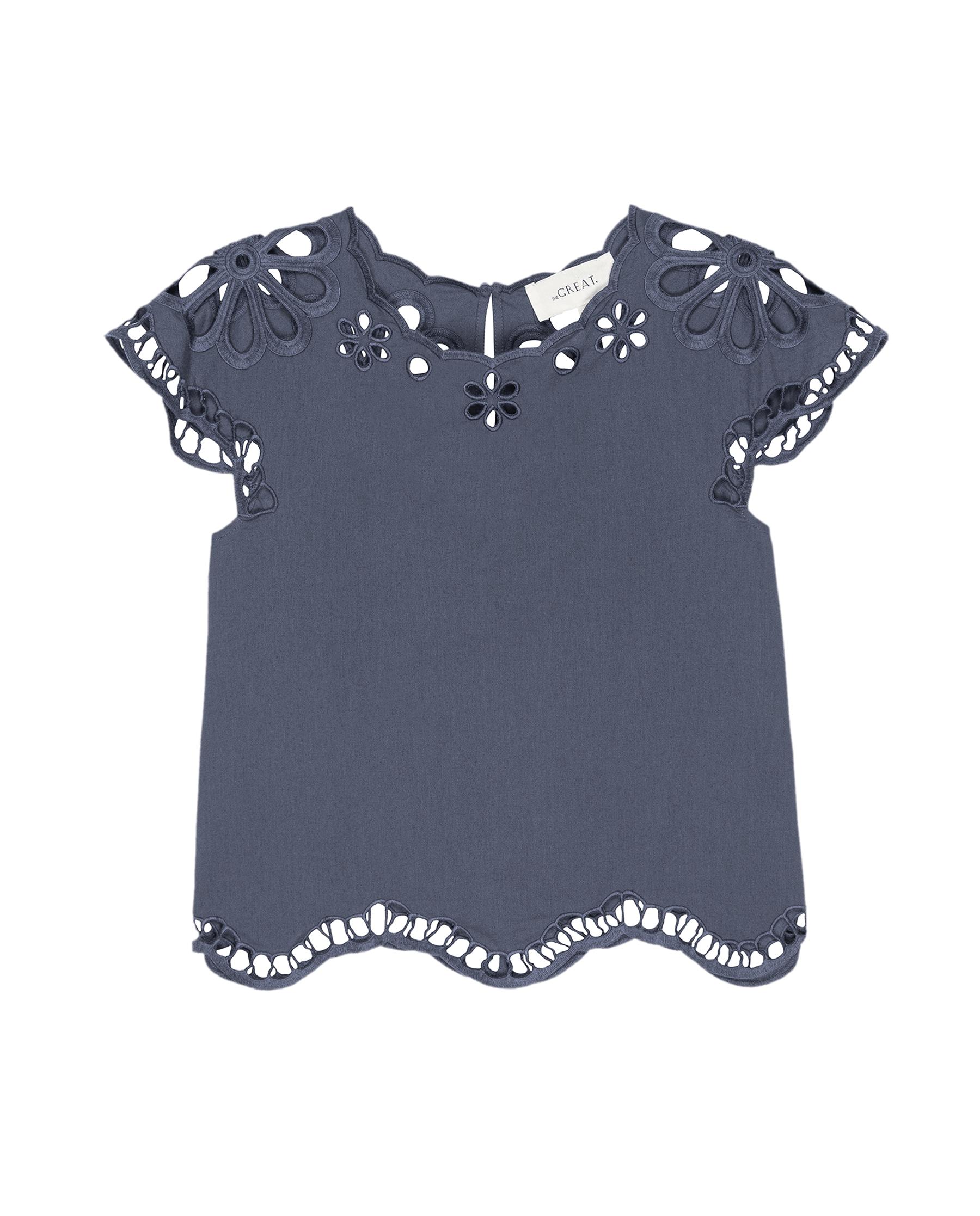 The Super Bloom Eyelet Top. -- Vintage Blue