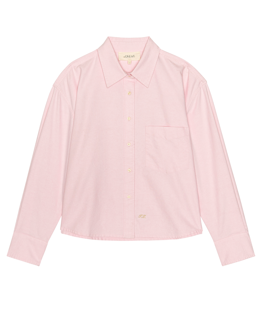 The Cropped Oxford Shirt. -- Soft Pink