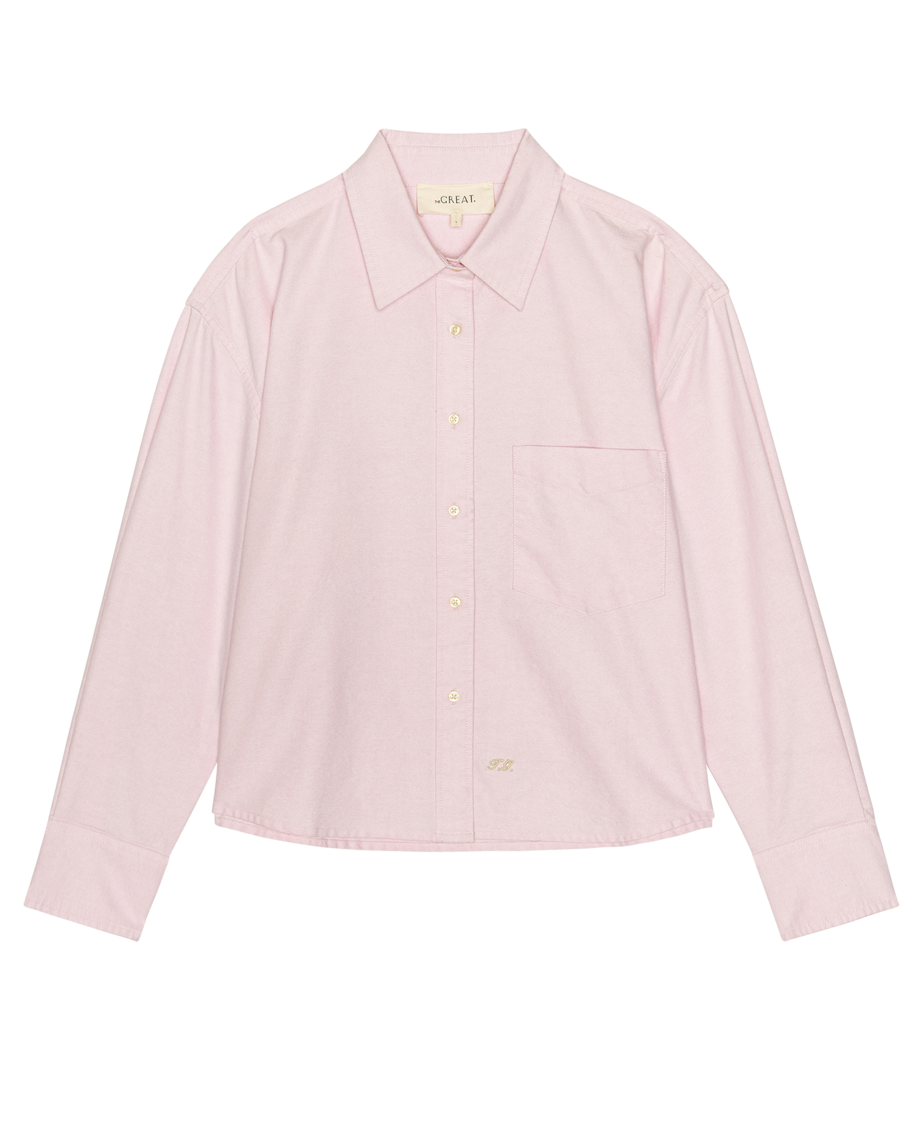 The Cropped Oxford Shirt. -- Soft Pink