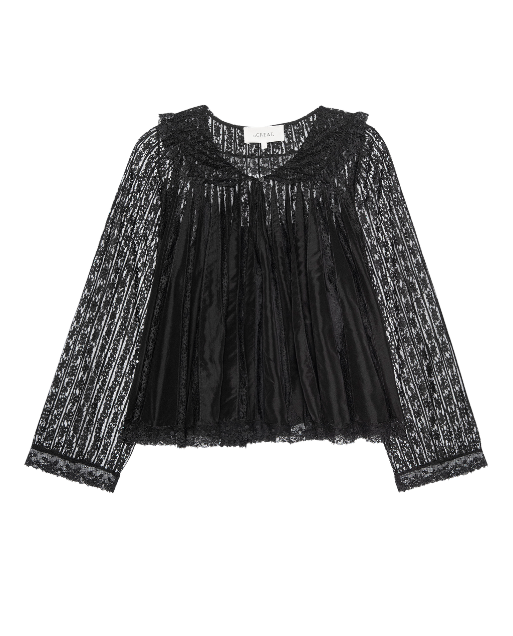 The Keepsake Lace Collared Top. -- Black