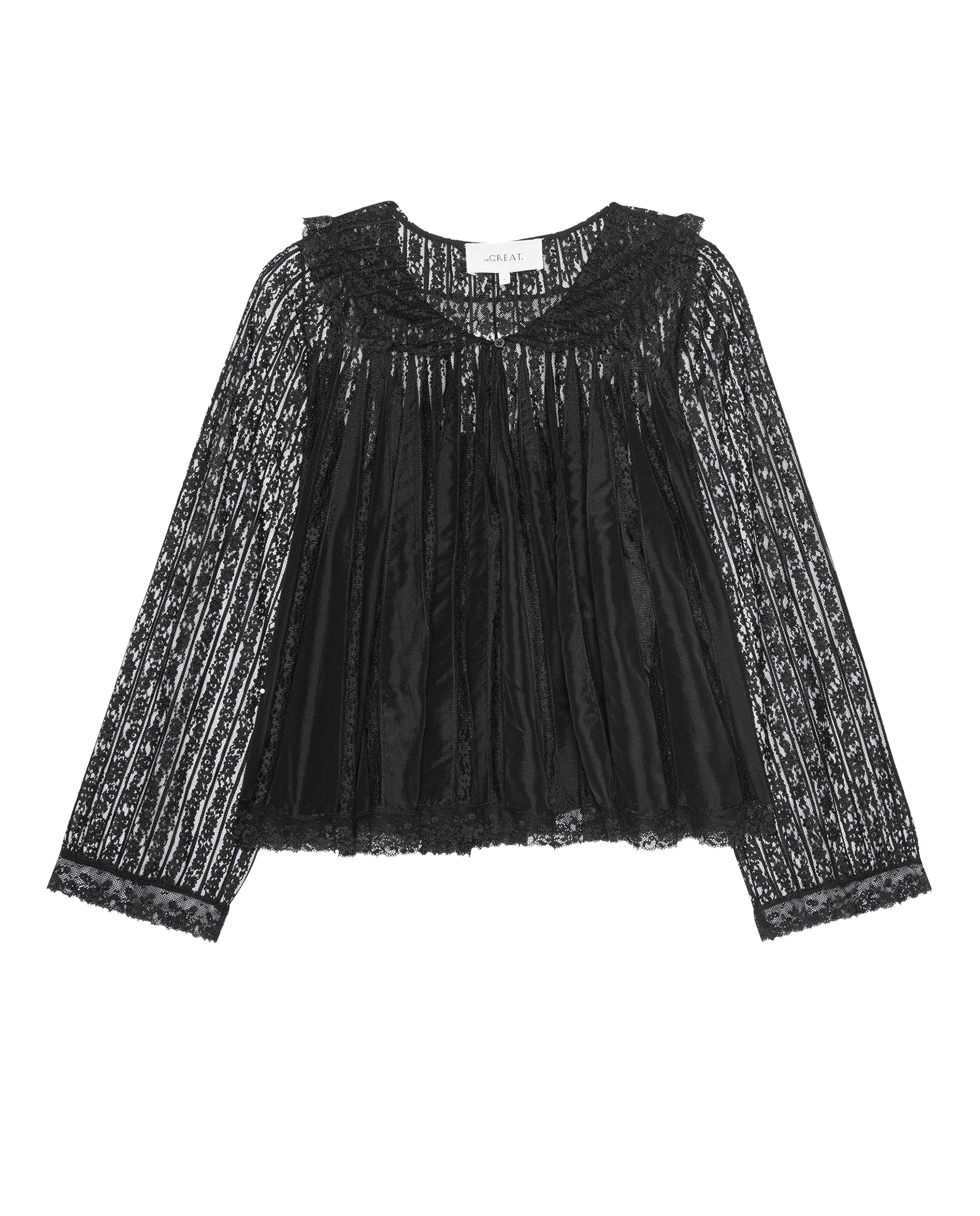The Keepsake Lace Collared Top. -- Black