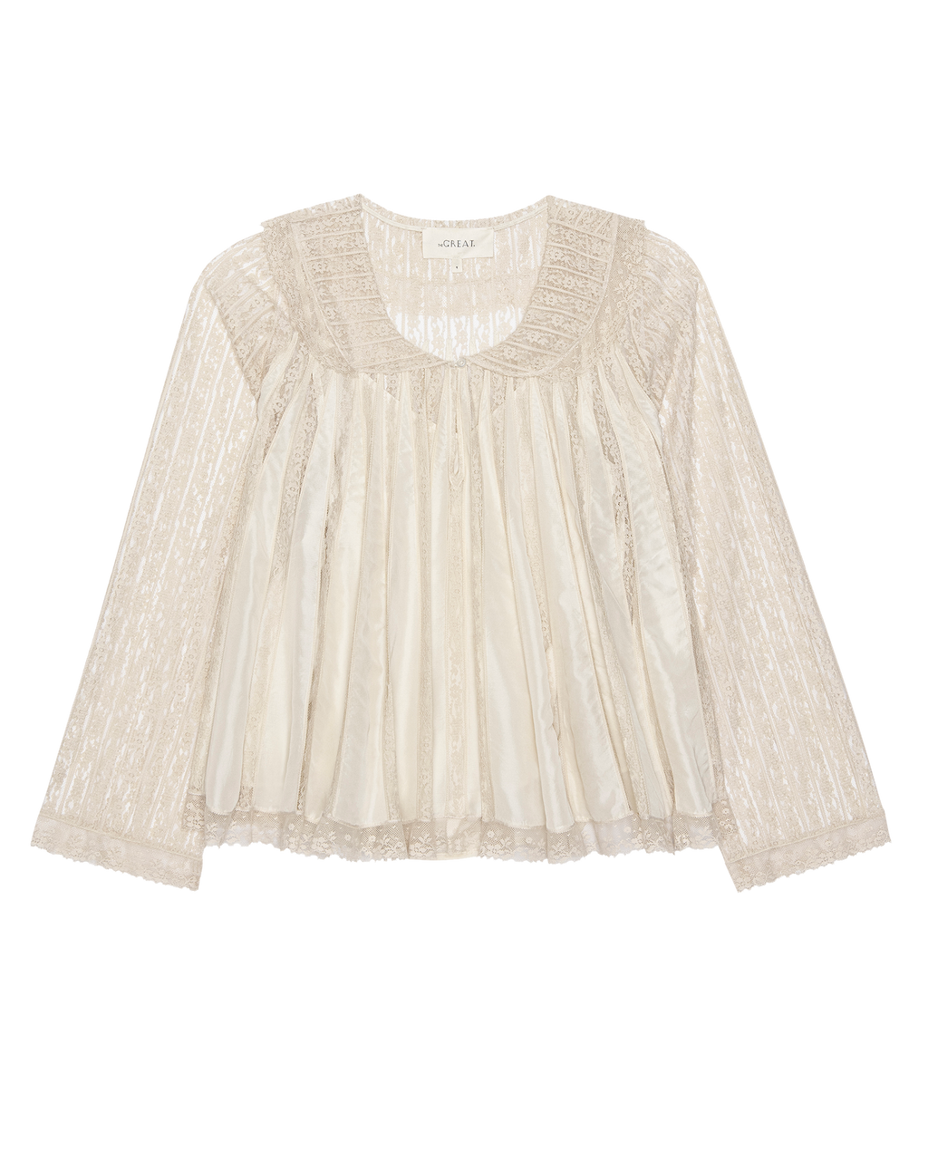 The Keepsake Lace Collared Top. -- Cream