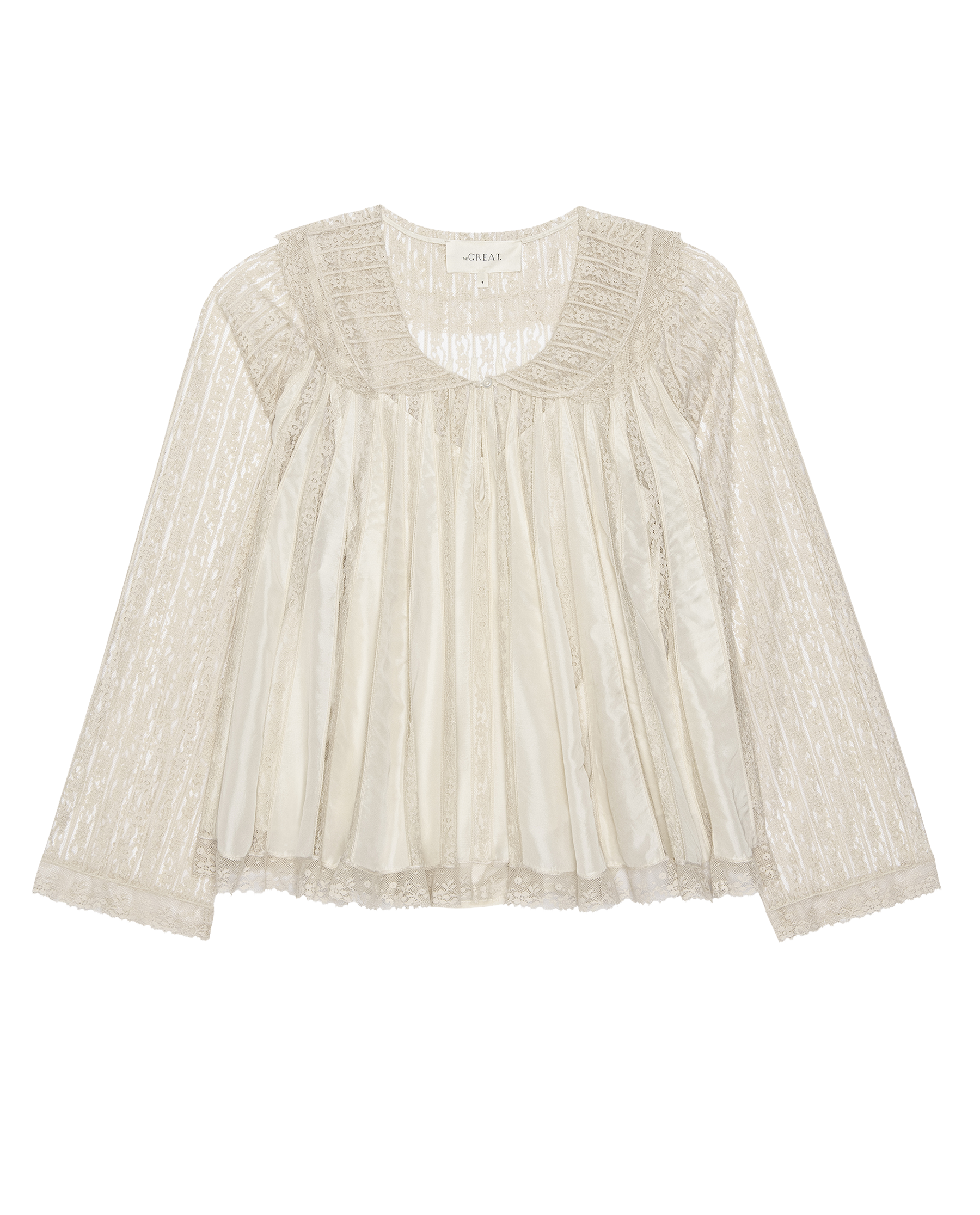 The Keepsake Lace Collared Top. -- Cream
