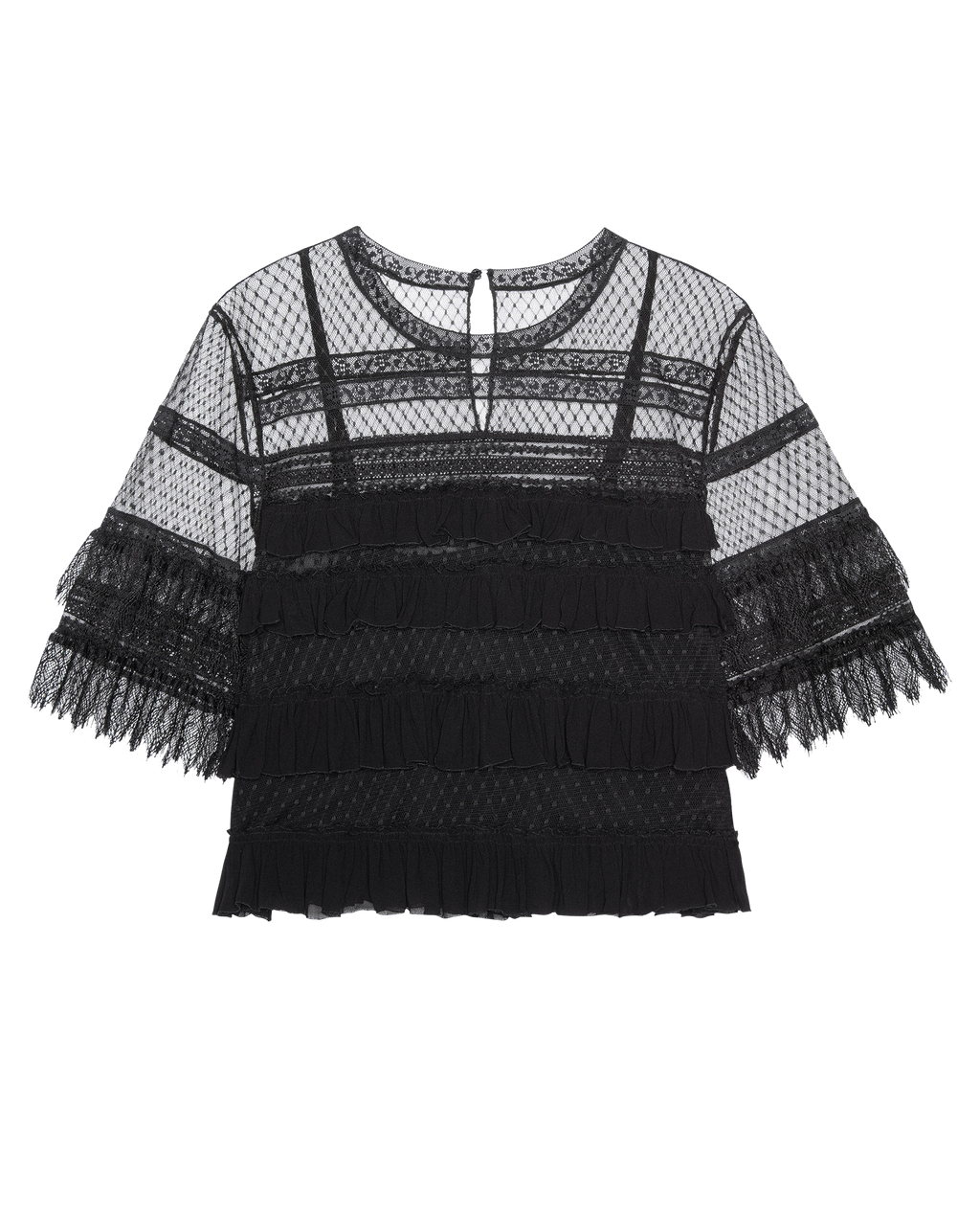 The Winter Mesh Flounce Top. -- Black