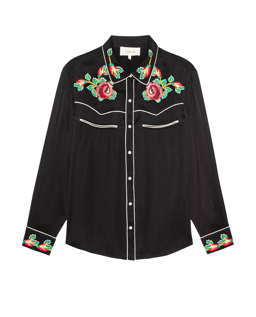 The Heirloom Rose Western Shirt. -- Black