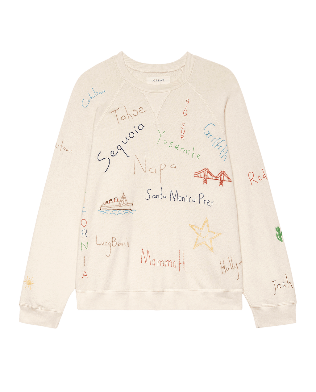 The Slouch Sweatshirt. Embroidered -- Washed White with Golden State Embroidery