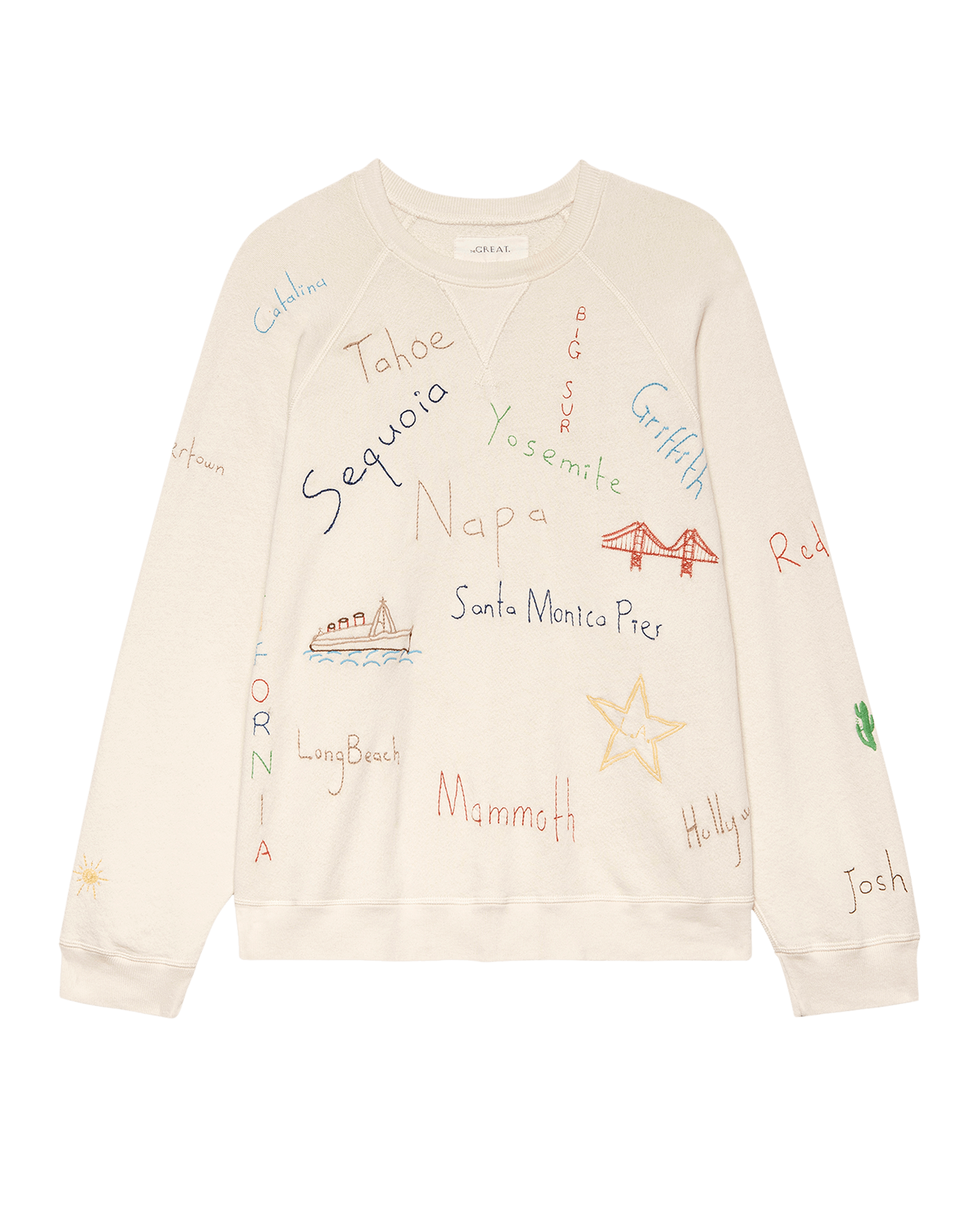 The Slouch Sweatshirt. Embroidered -- Washed White with Golden State Embroidery