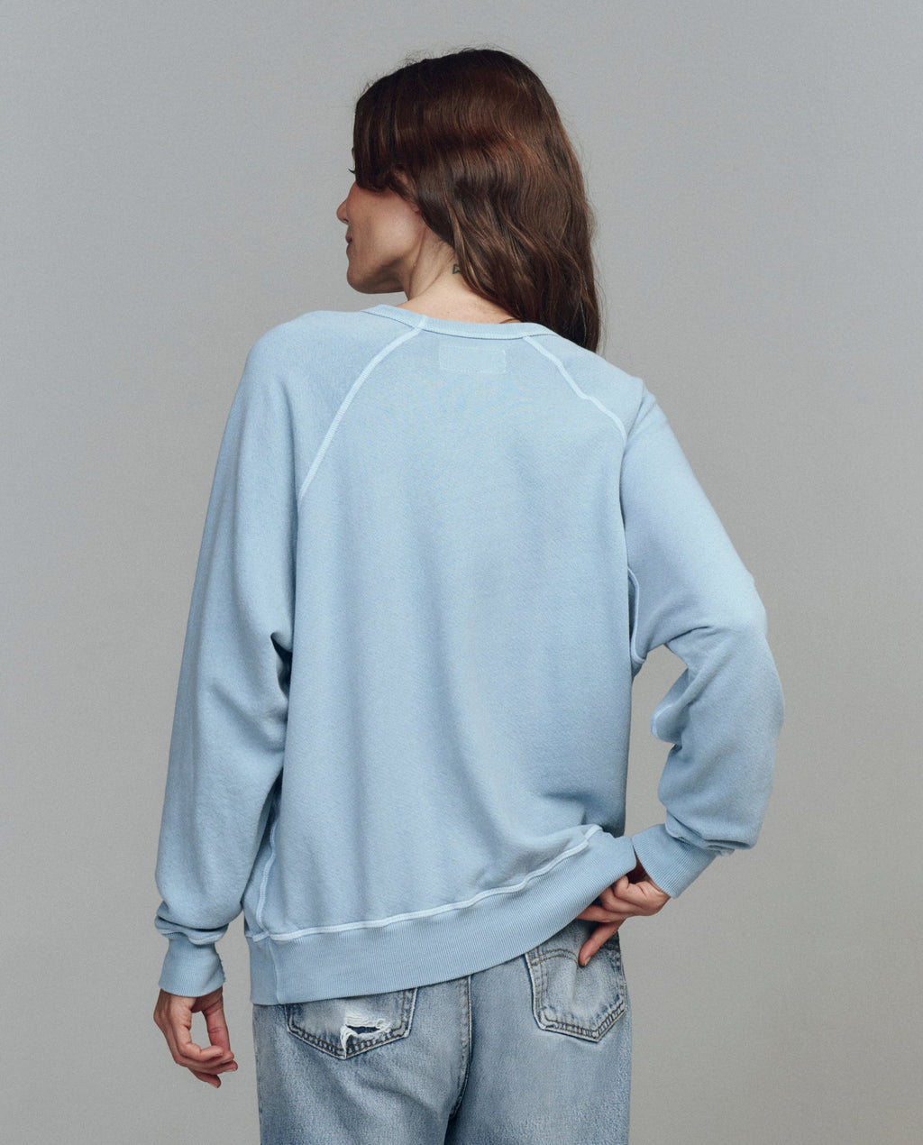 The College Sweatshirt. Graphic -- Confection Blue with Happy Hannukah Graphic