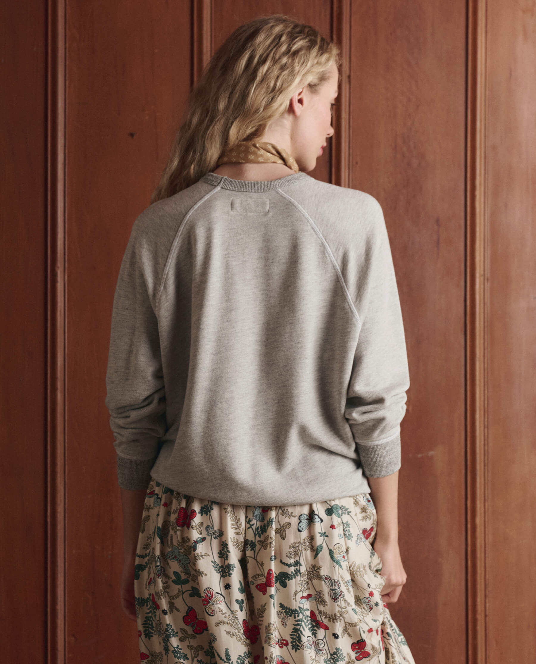 The College Sweatshirt w/ Rider Graphic. Novelty -- Soft Heather Grey