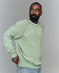 The Men's College Sweatshirt. Graphic -- Vintage Mint with Holiday Greetings Graphic