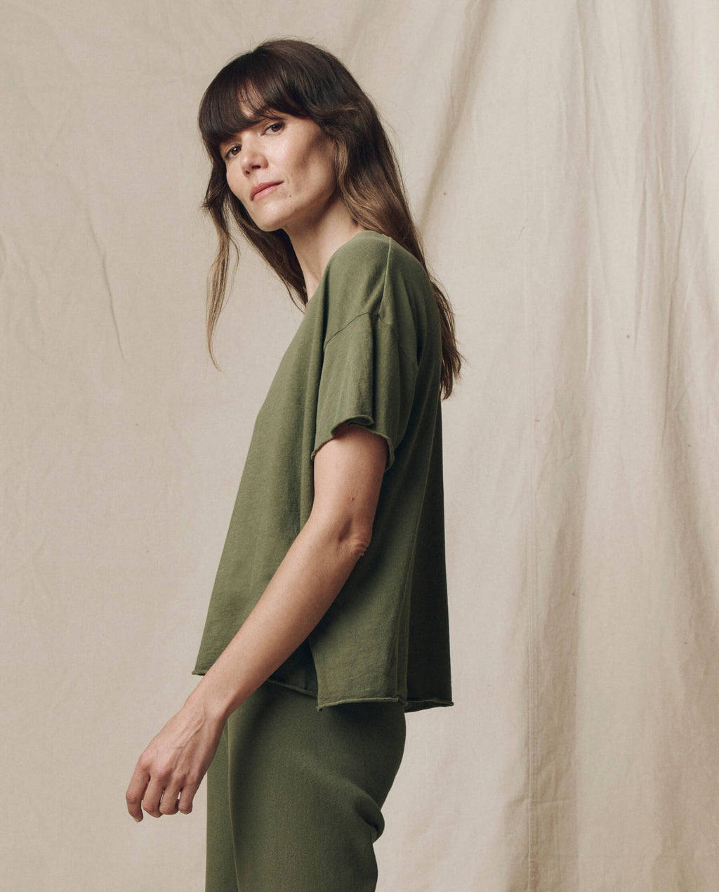 The Crop Tee. Solid -- Heritage Army