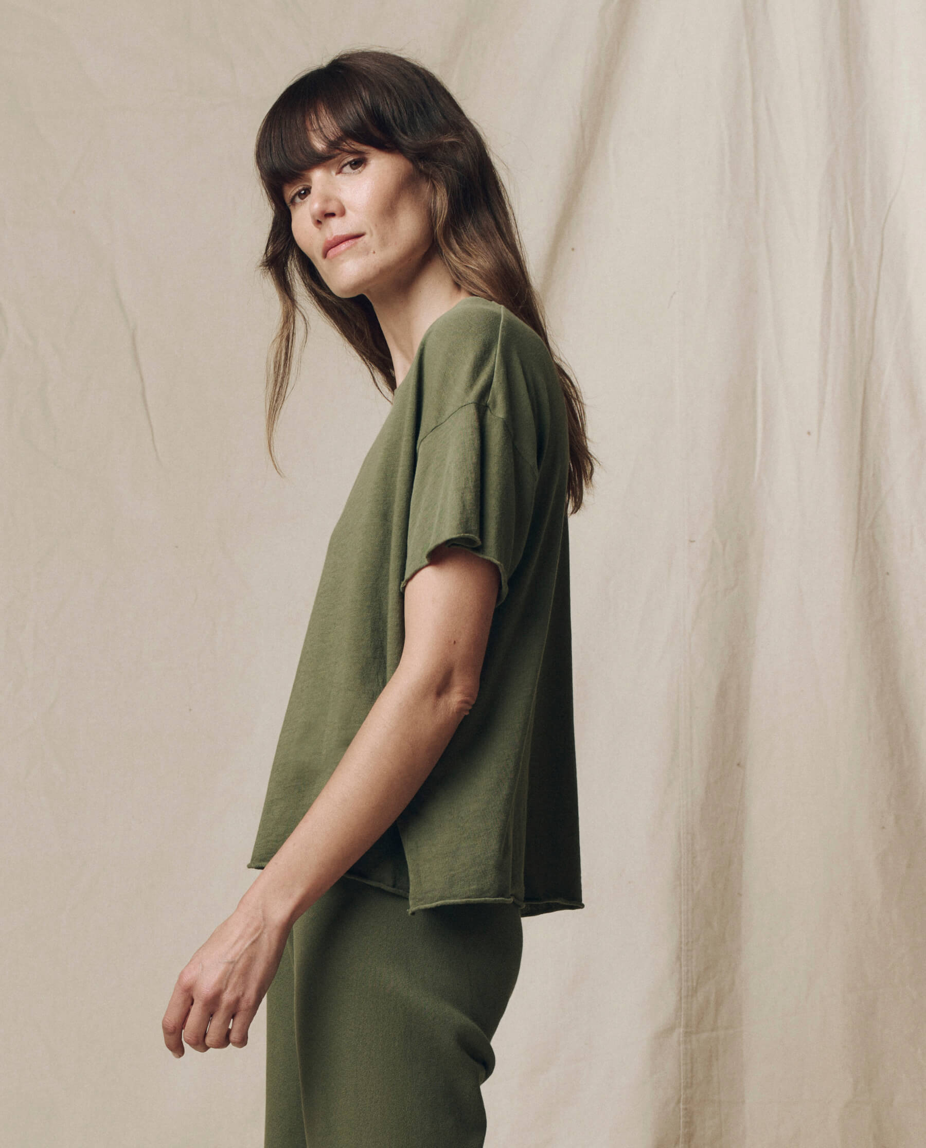 The Crop Tee. Solid -- Heritage Army