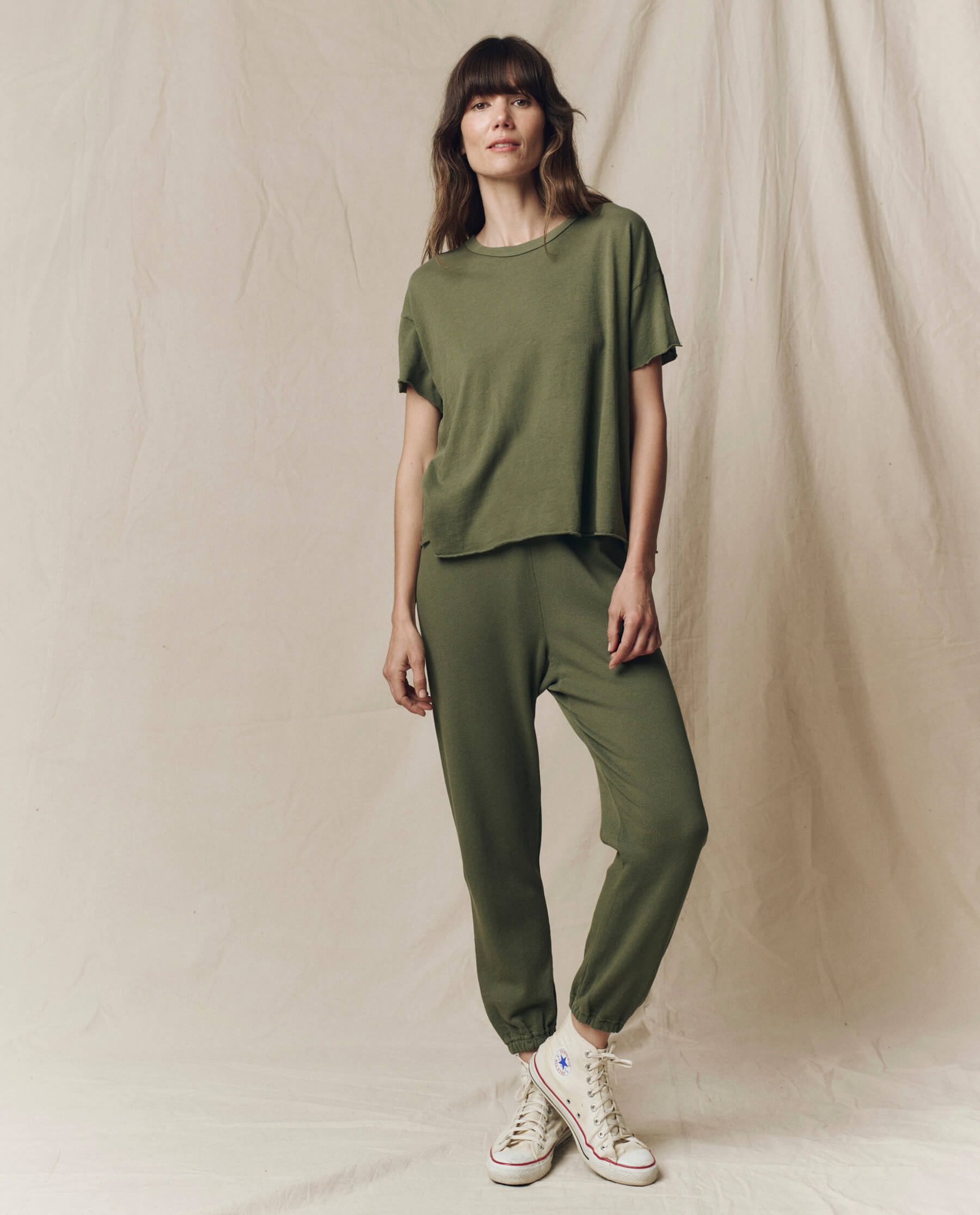 The Crop Tee. Solid -- Heritage Army