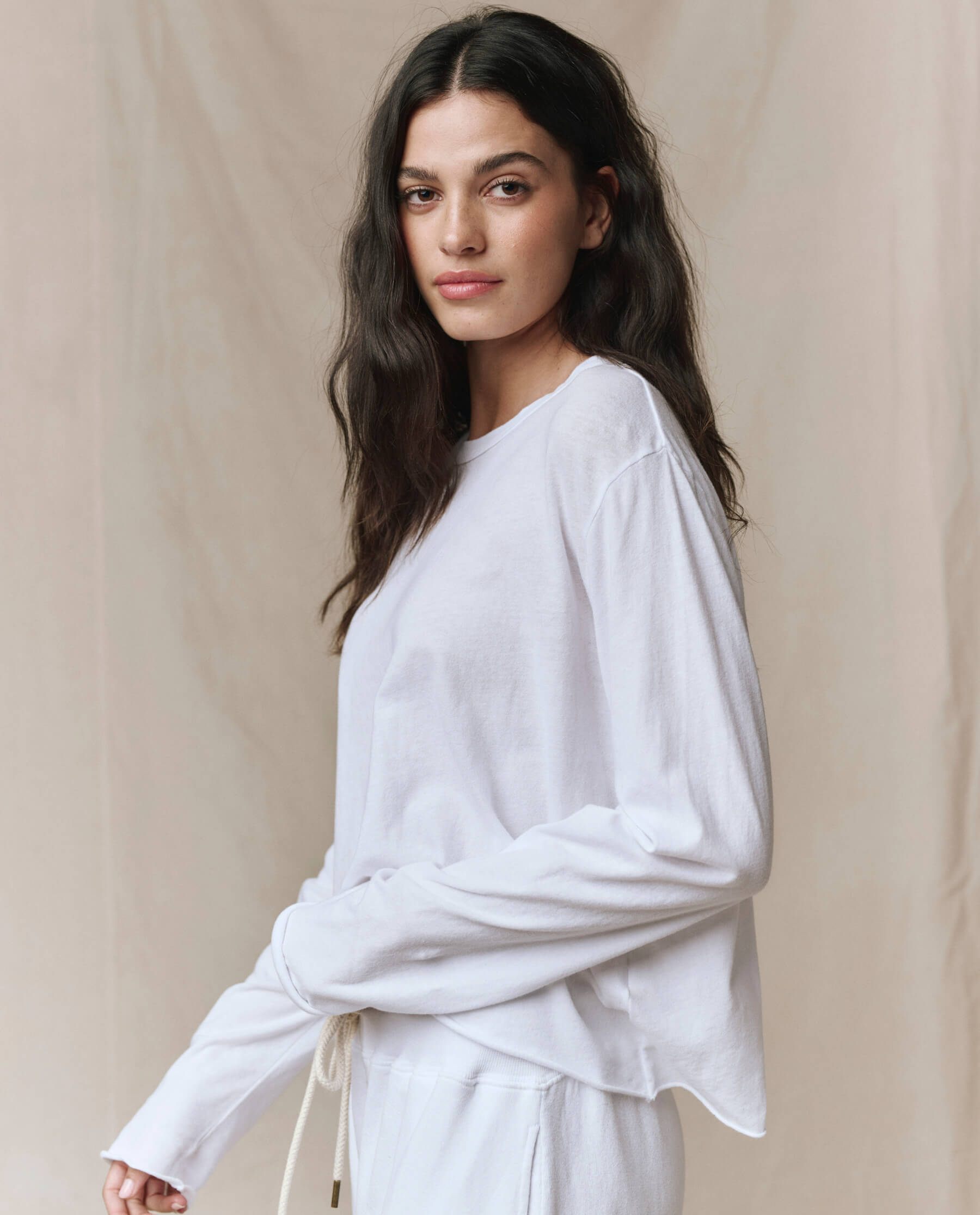 The Long Sleeve Crop Tee. -- True White
