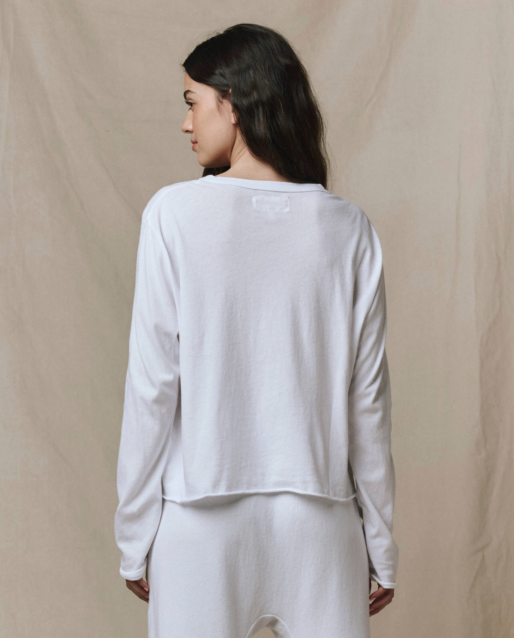 The Long Sleeve Crop Tee. -- True White