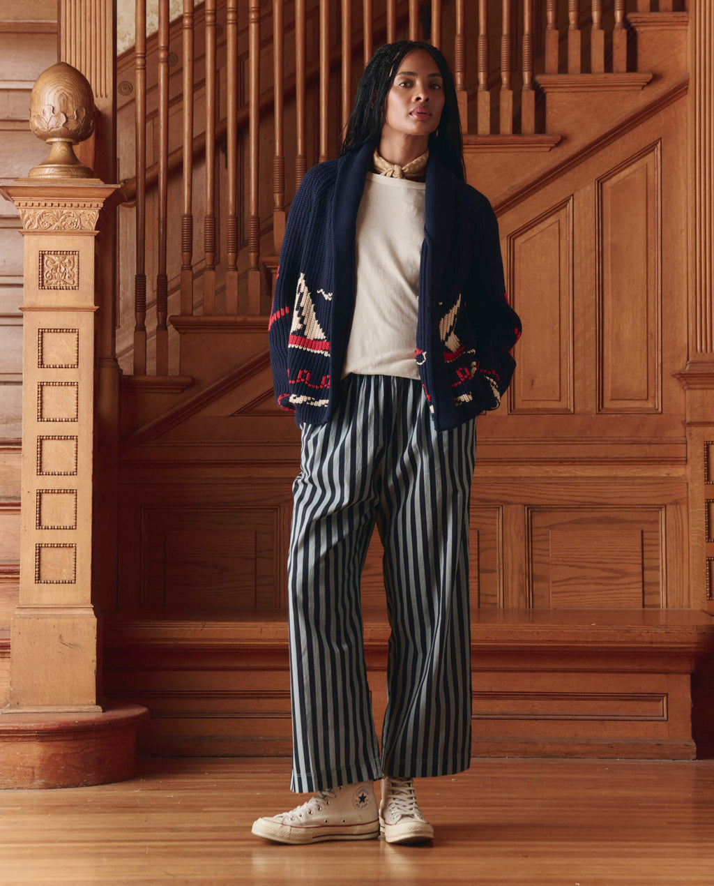The Everyday Pull On Pant. -- Blue Club Stripe