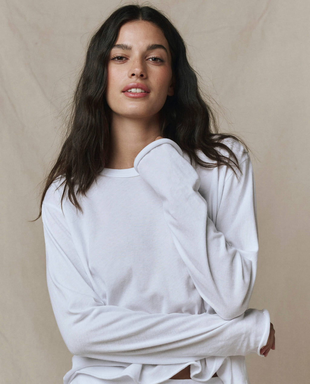 The Long Sleeve Crop Tee. -- True White