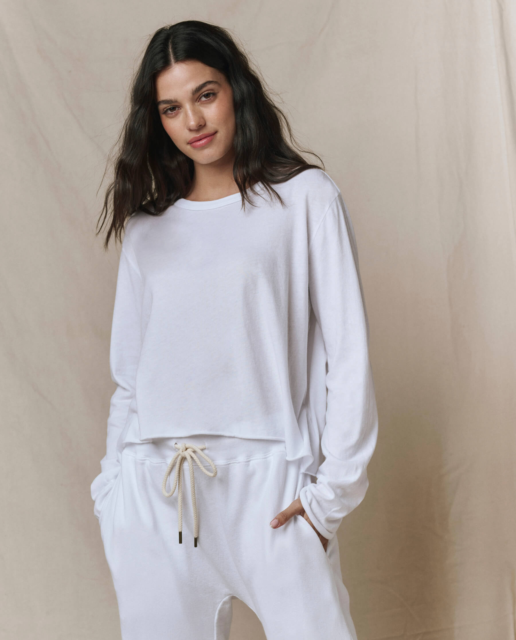The Long Sleeve Crop Tee. -- True White
