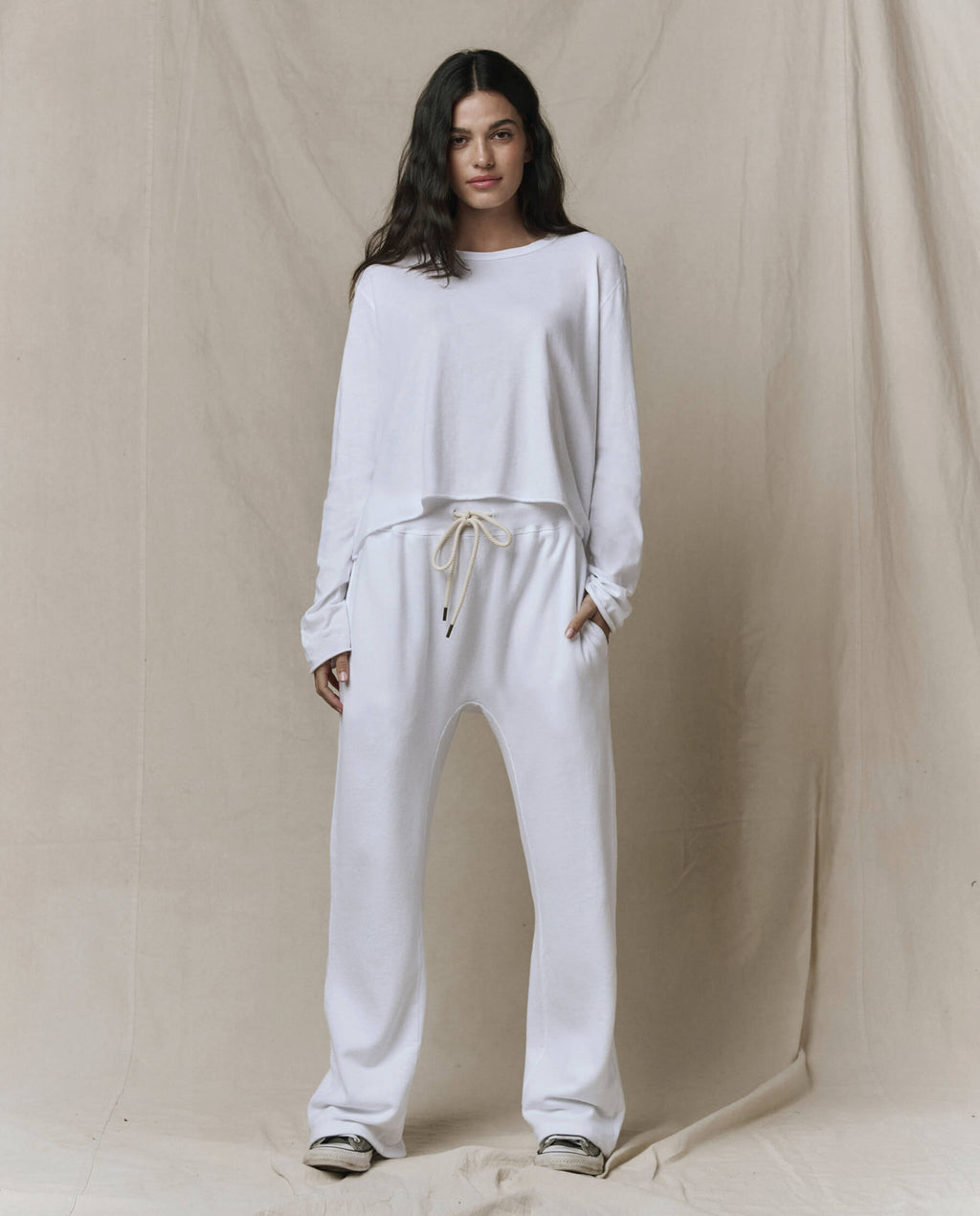 The Long Sleeve Crop Tee. -- True White