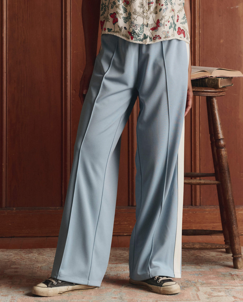 The Wide Leg Track Pant. -- Robin Blue