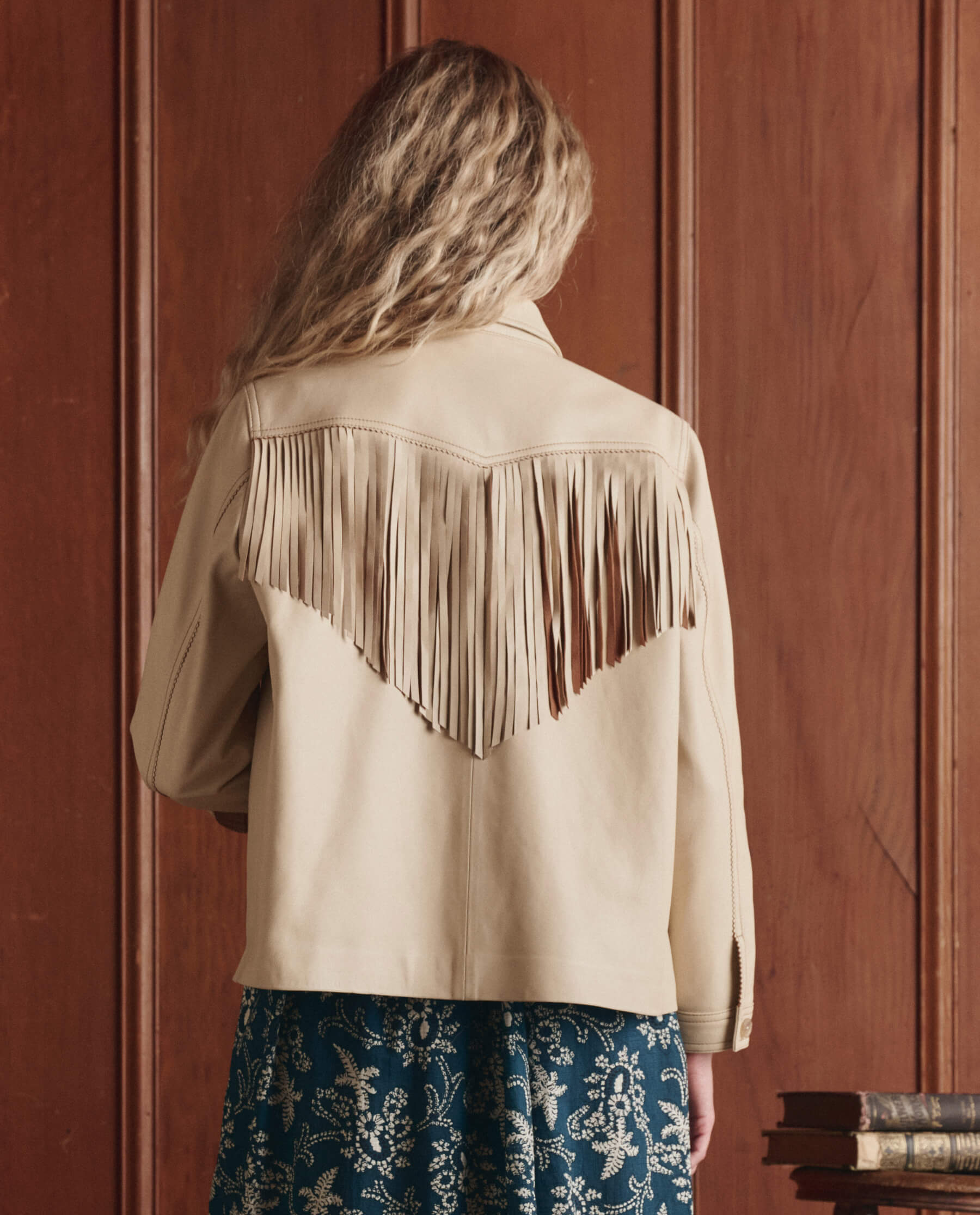 The Leather Fringe Jacket. -- Toasted Almond