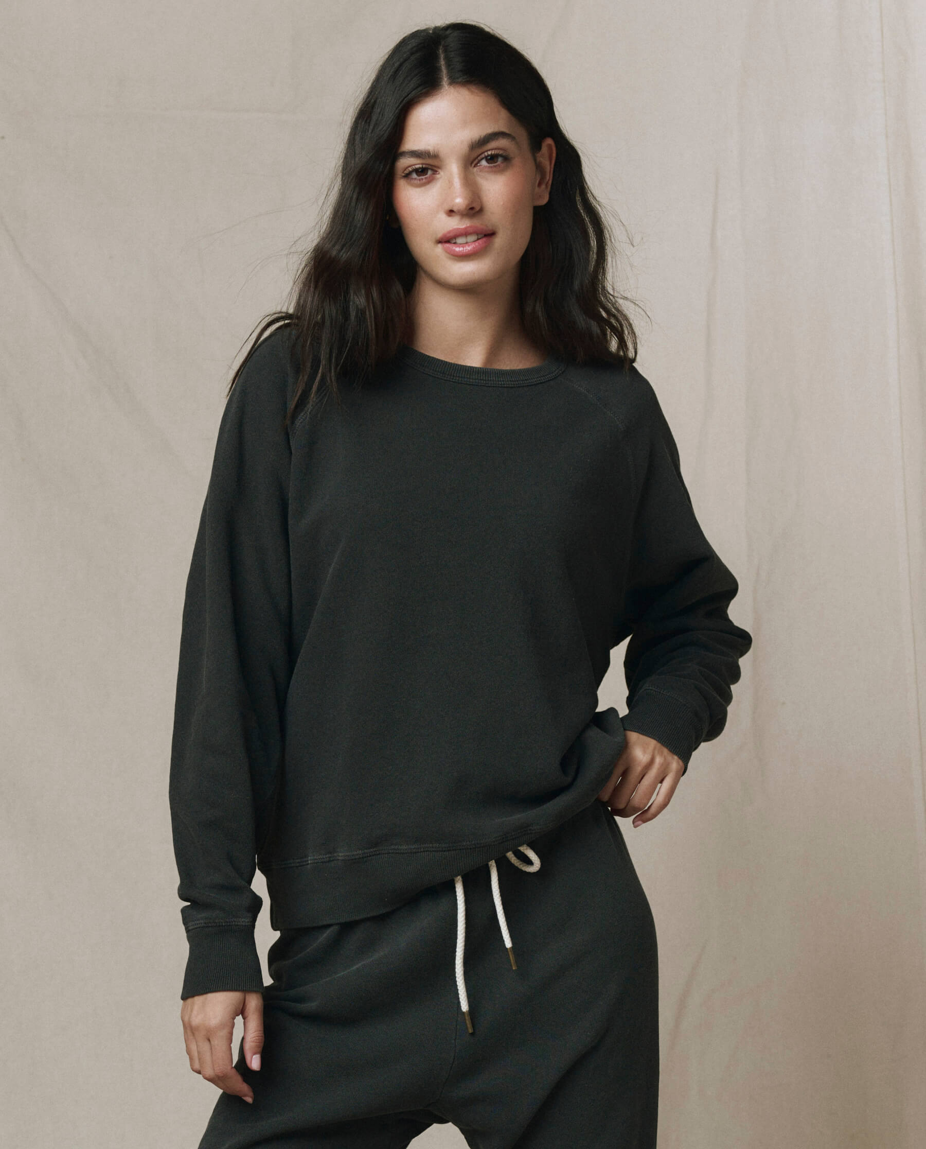 The College Sweatshirt. Solid -- Washed Black