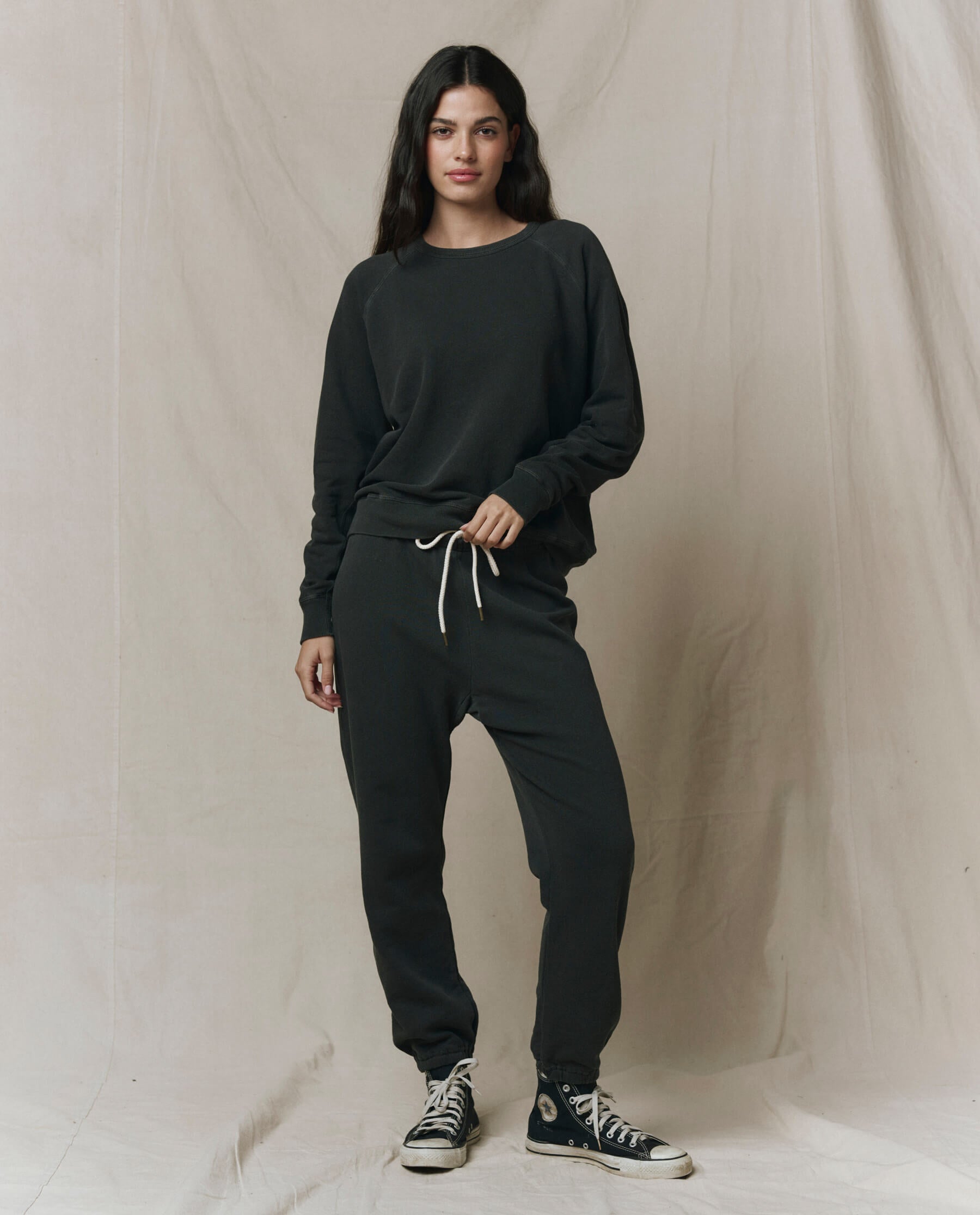 The College Sweatshirt. Solid -- Washed Black