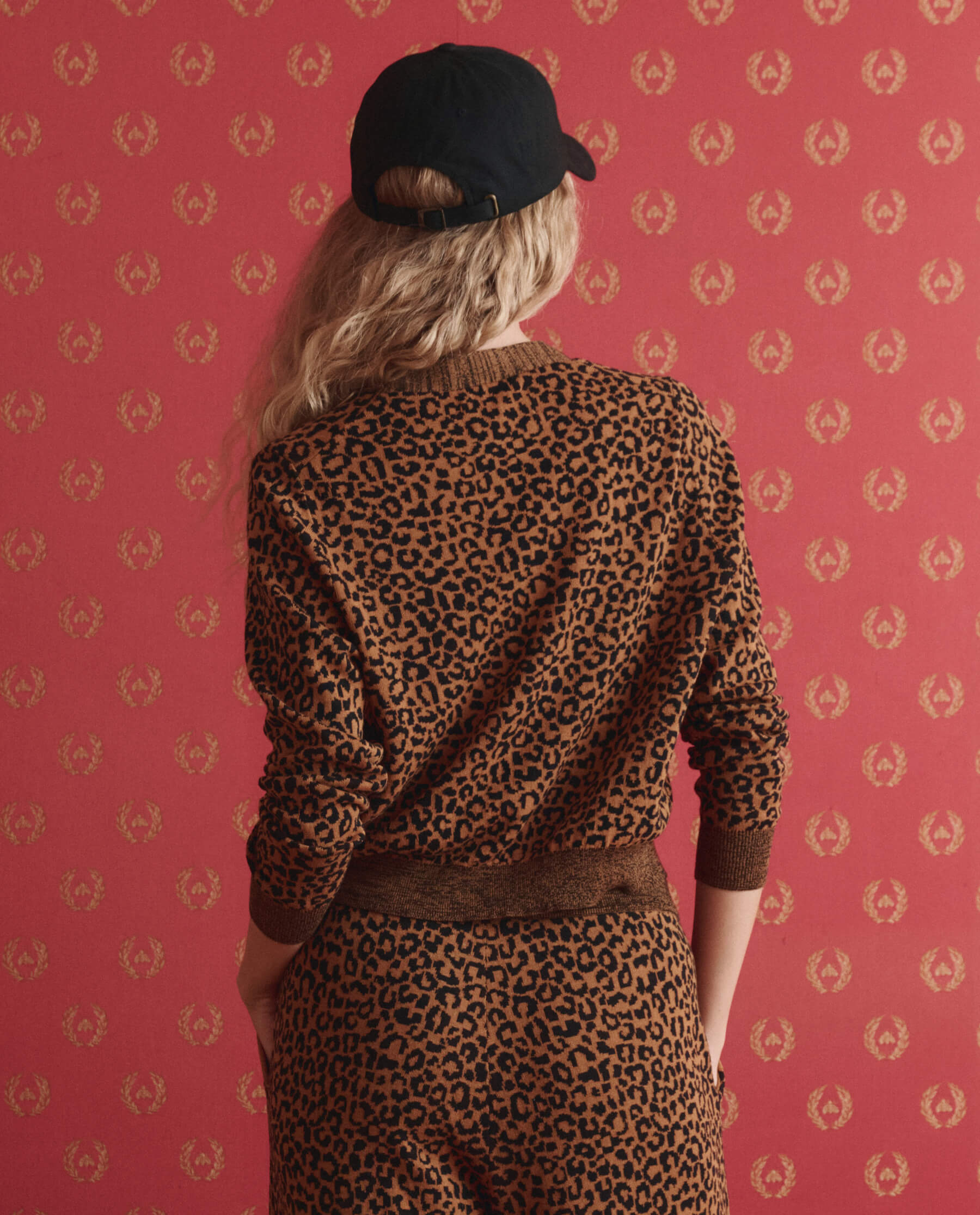 The Shrunken V Neck Cardigan. -- Leopard