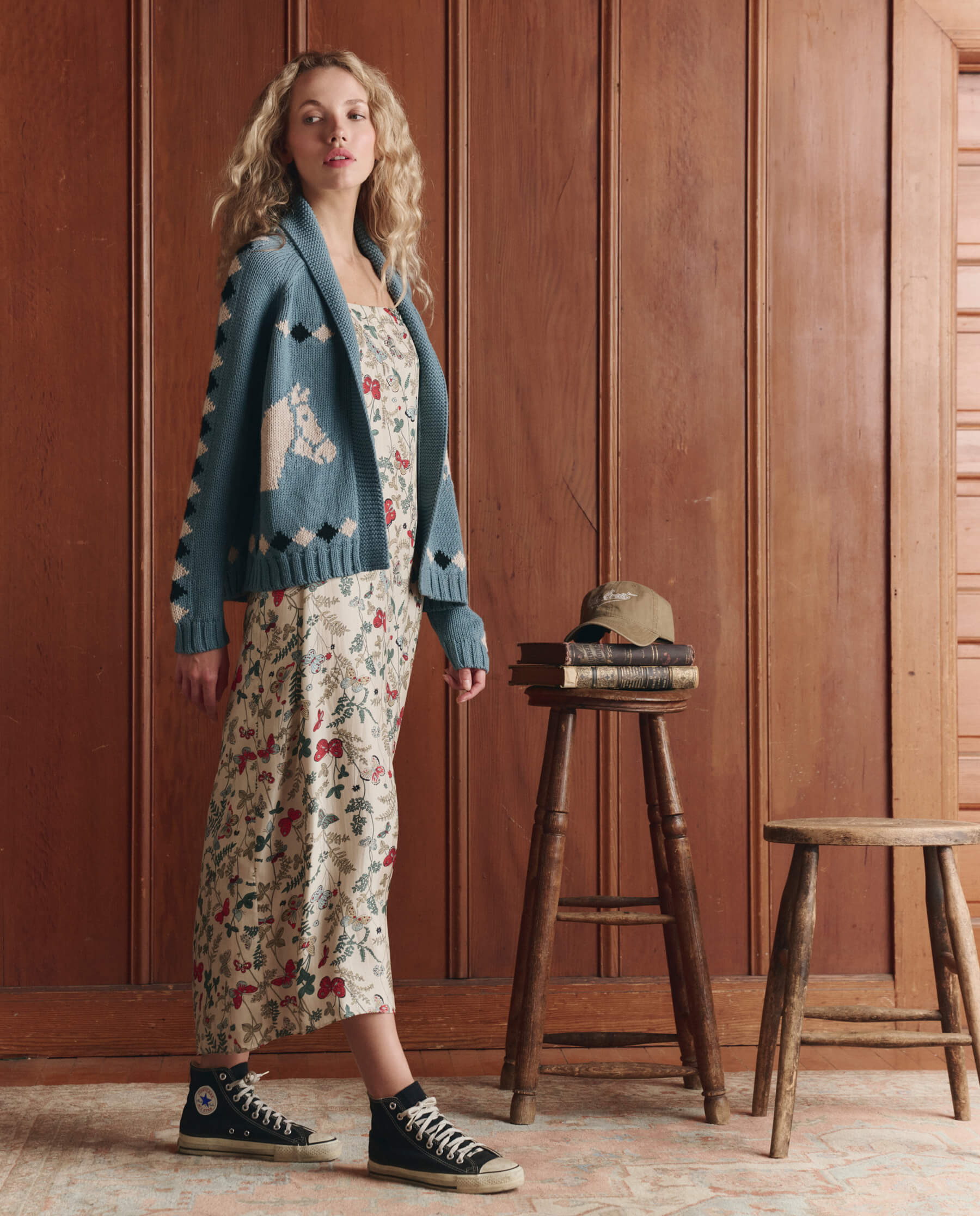 The Stable Lodge Cardigan. -- Blue Bell